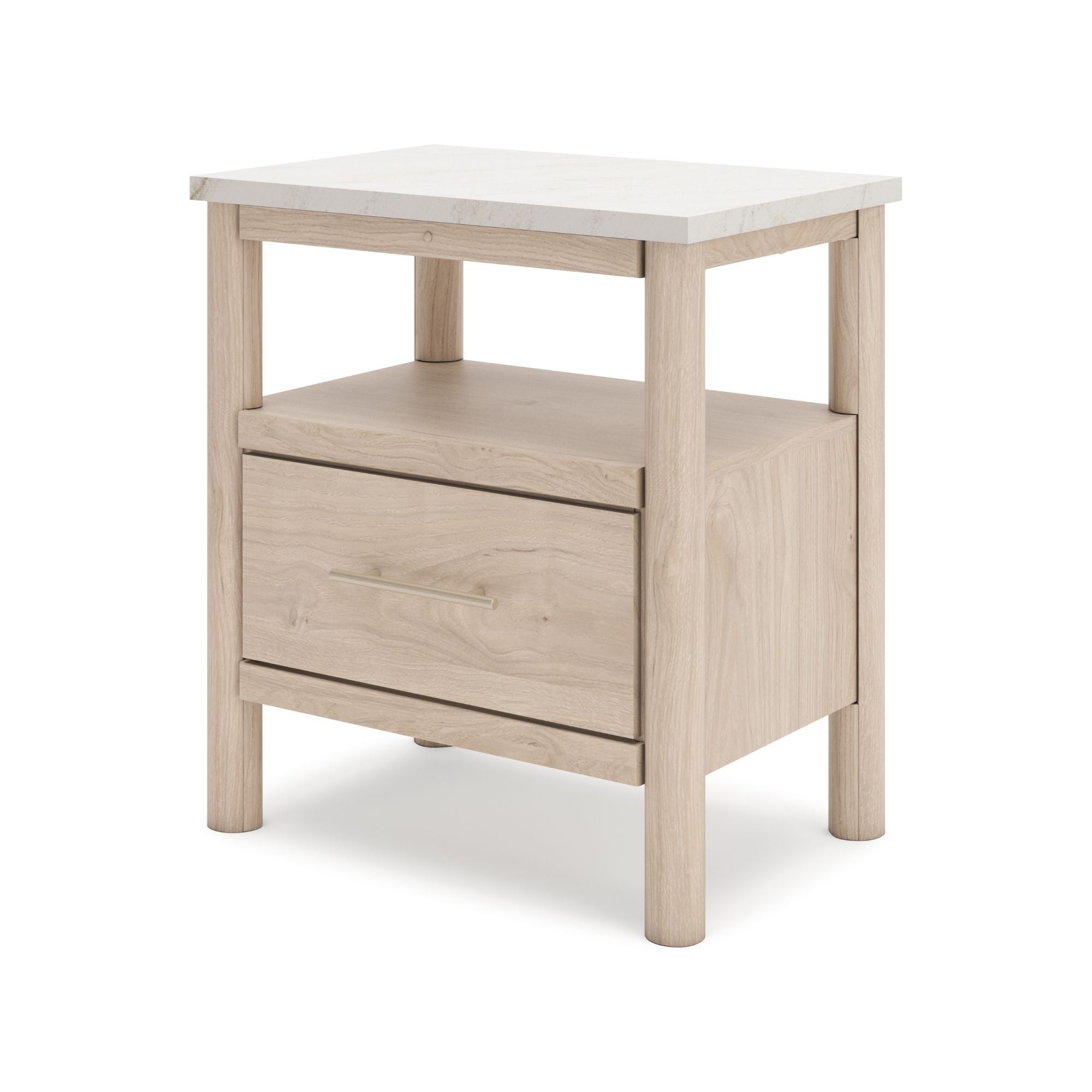 Natural wood Cadmori one-drawer nightstand from Signature Ashley, featuring a sleek design and ample storage space.
