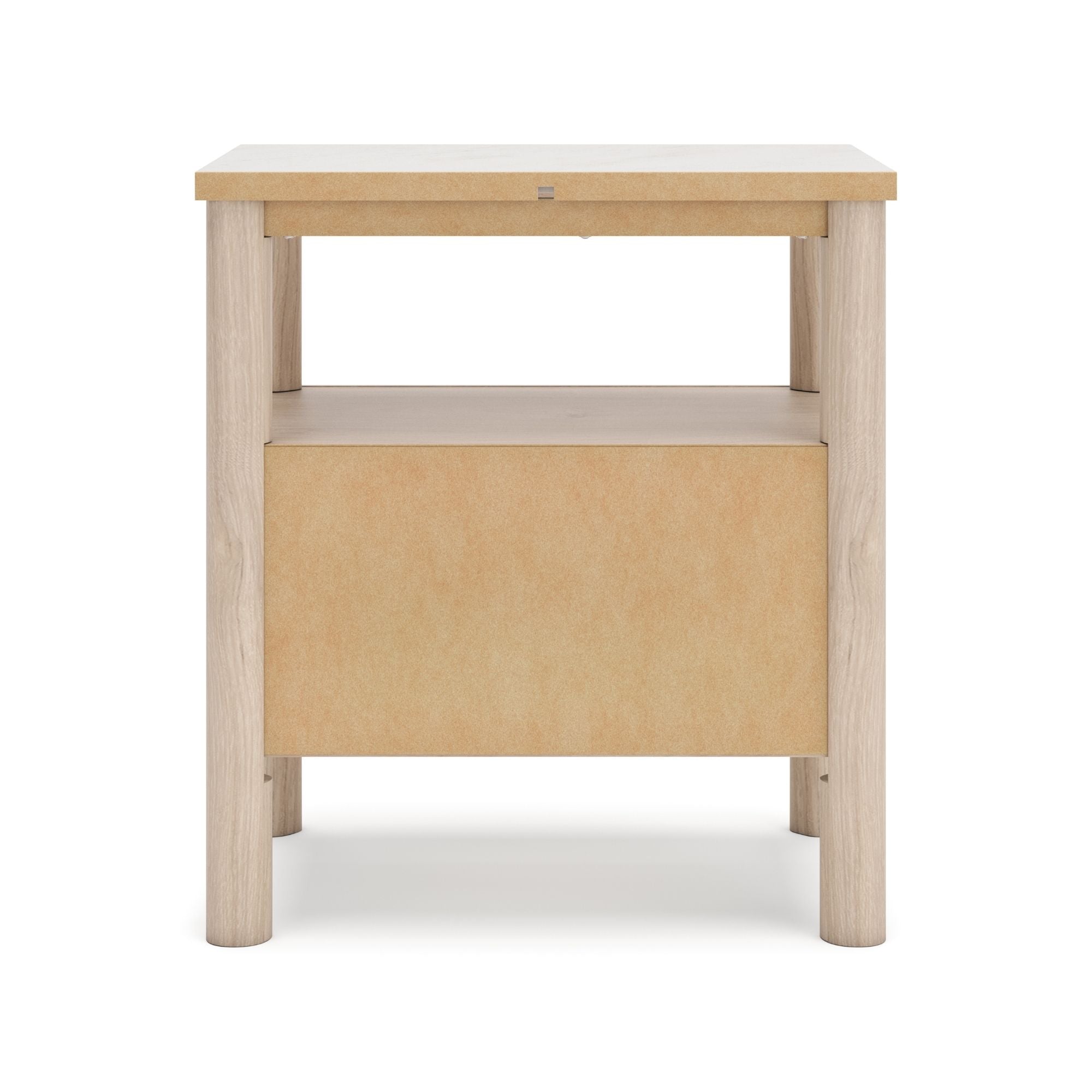 Natural wood Cadmori one-drawer nightstand by Signature Ashley with a simple design and smooth finish.