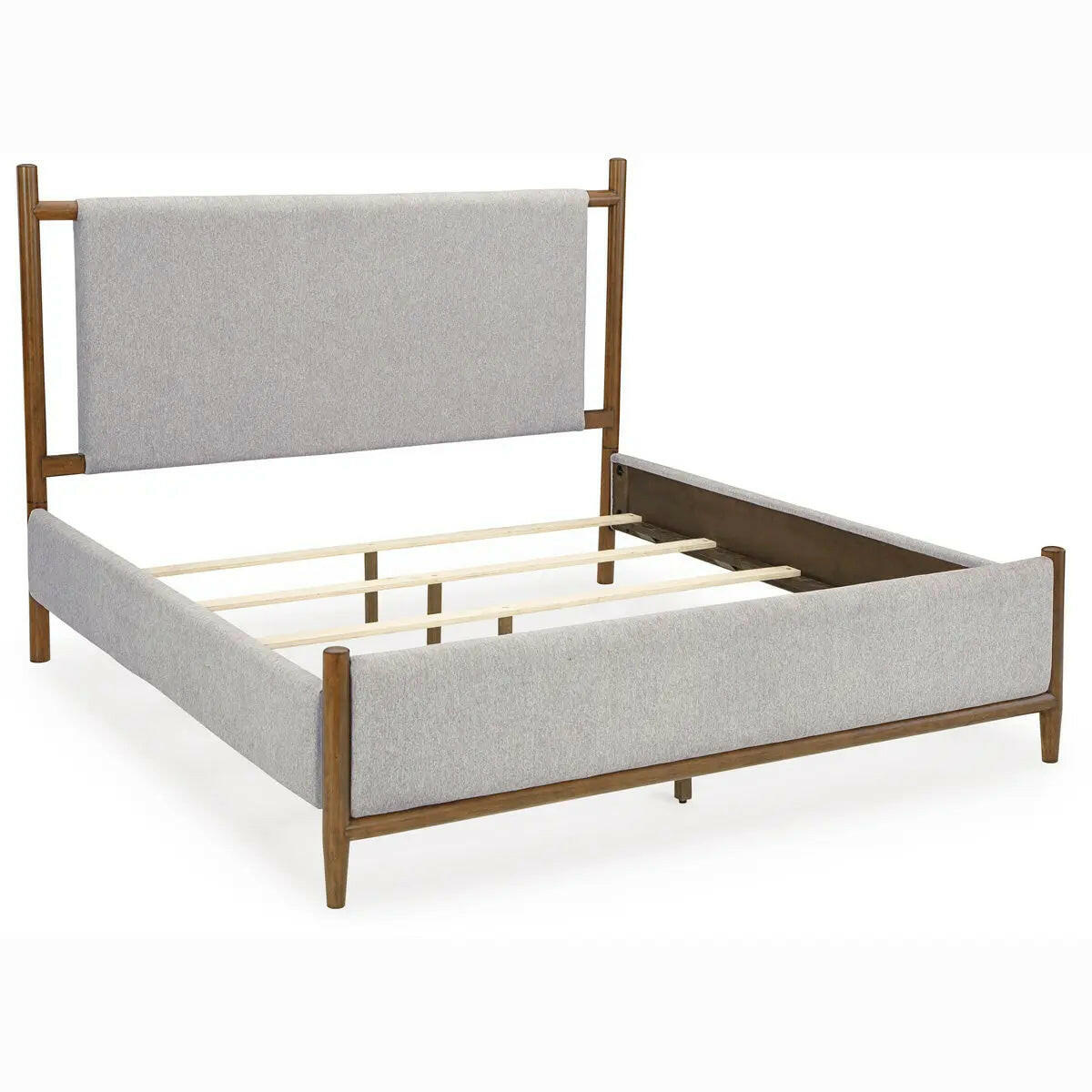 Signature Design by Ashley Lyncott upholstered panel bedroom set with a bed frame featuring a padded headboard and matching nightstands.