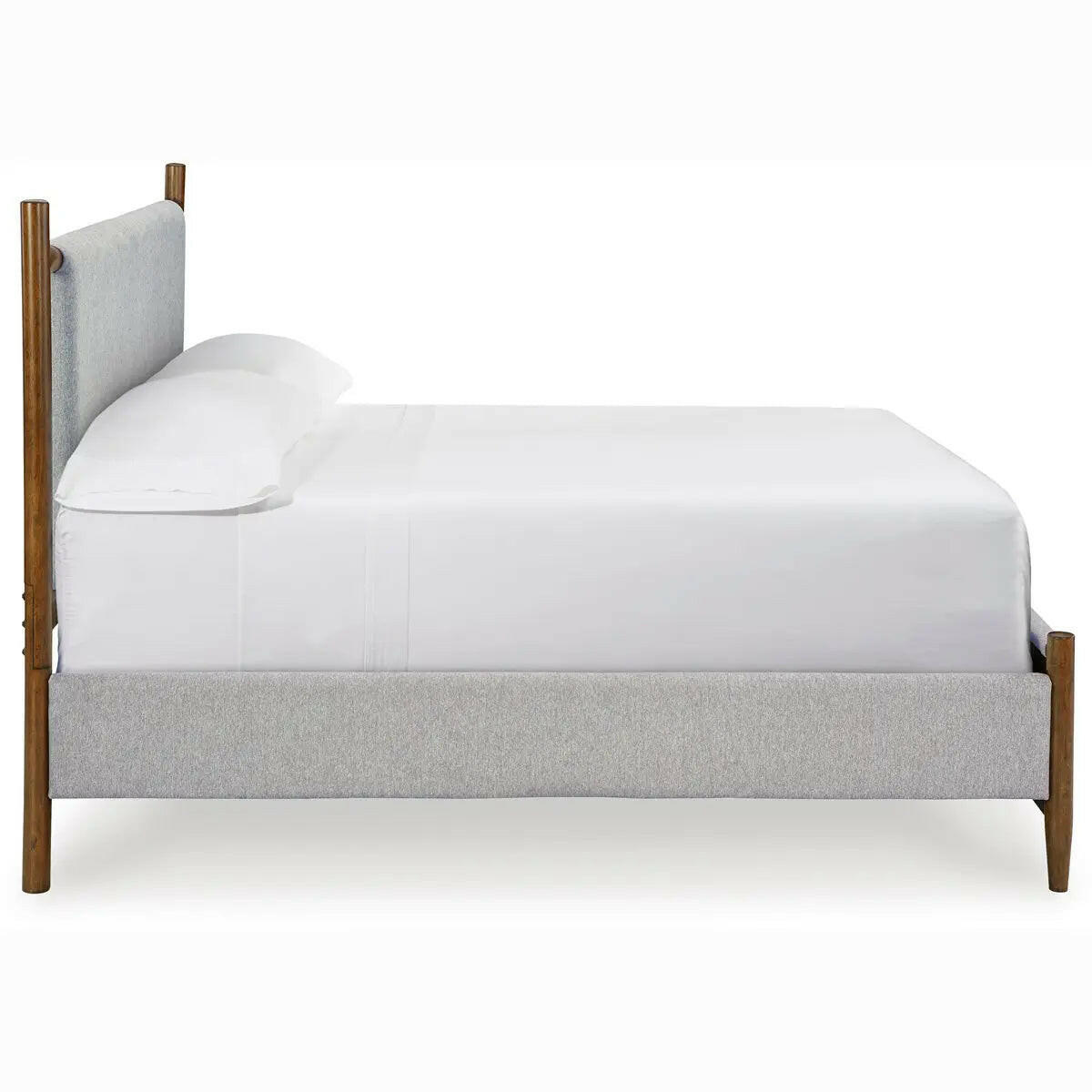 Signature Design by Ashley Lyncott upholstered panel bedroom set, showing the bed frame with padded headboard and matching furniture.