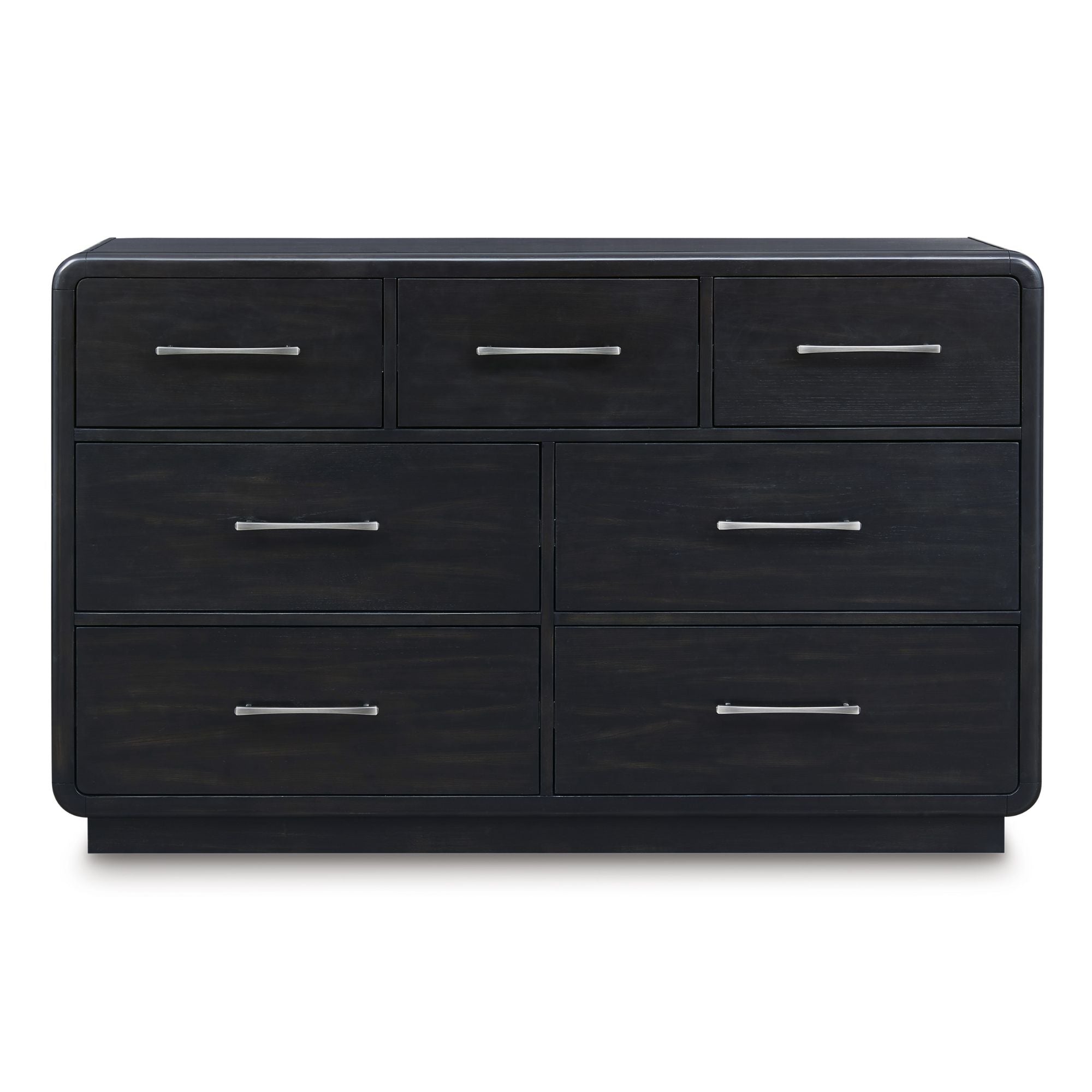 Ashley Rowanbeck upholstered panel bedroom set with a bed, matching nightstands, and dresser in a modern bedroom scene.