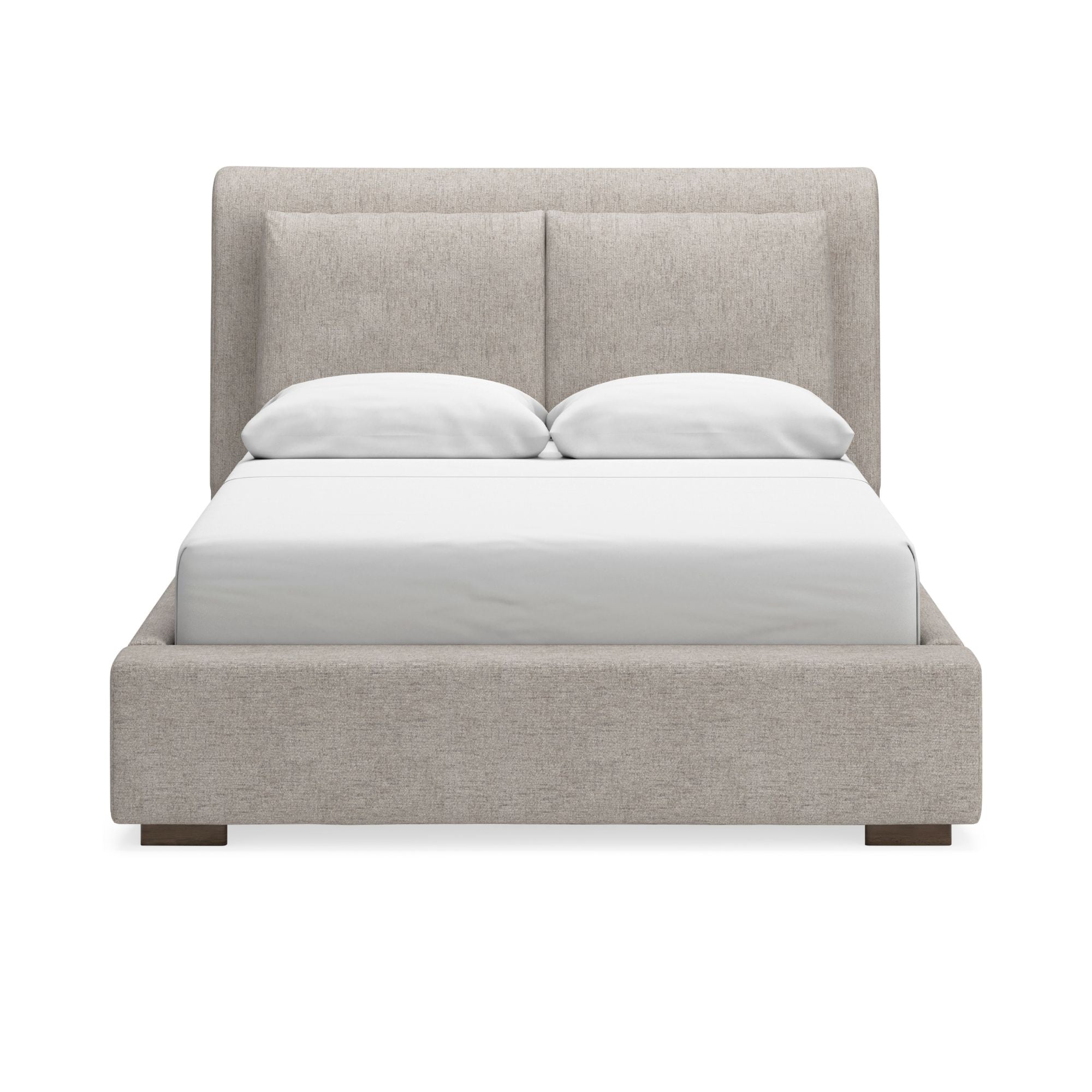 Upholstered bed with neutral fabric and tufted headboard from Signature Ashley Cabalynn Beds collection.