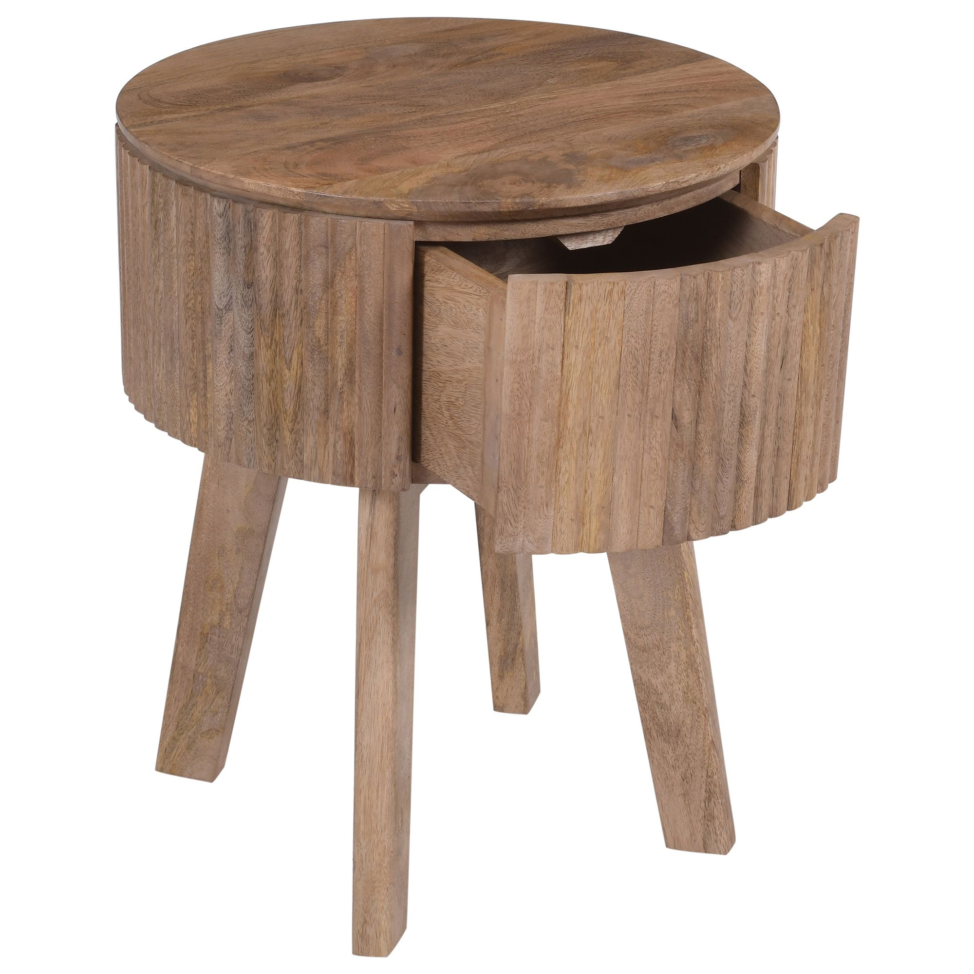 Balark Round 1-Drawer Accent Table in Natural (Pre-order)