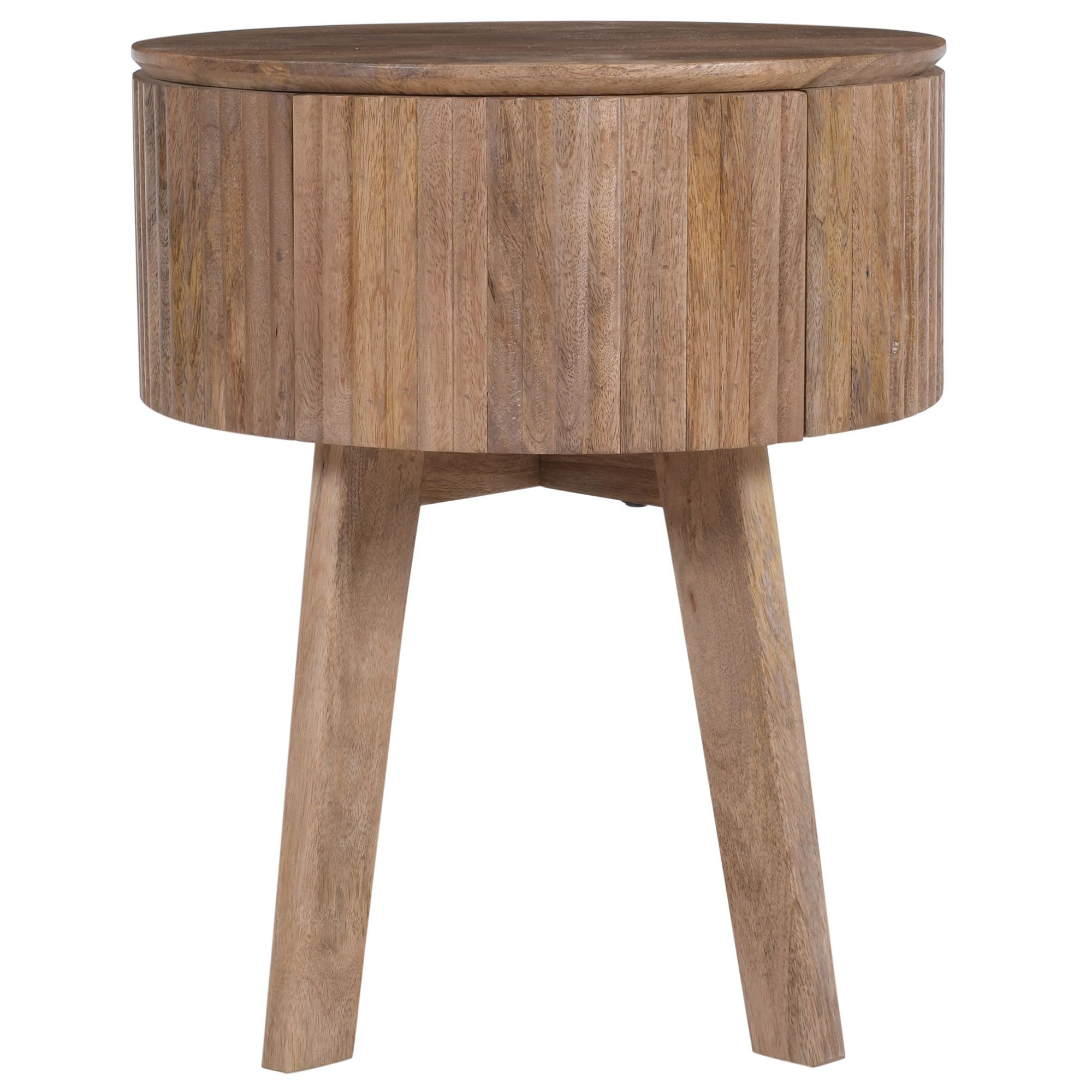 Balark Round 1-Drawer Accent Table in Natural (Pre-order)