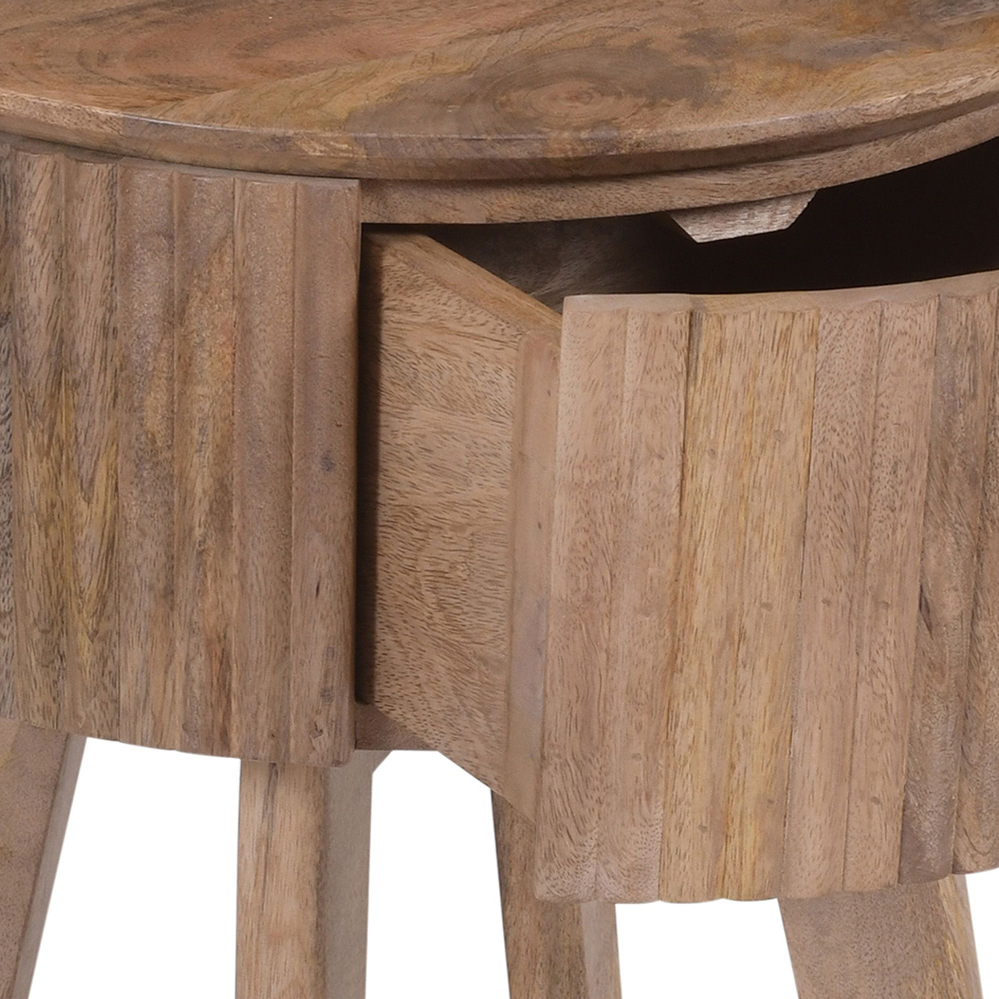 Balark Round 1-Drawer Accent Table in Natural (Pre-order)