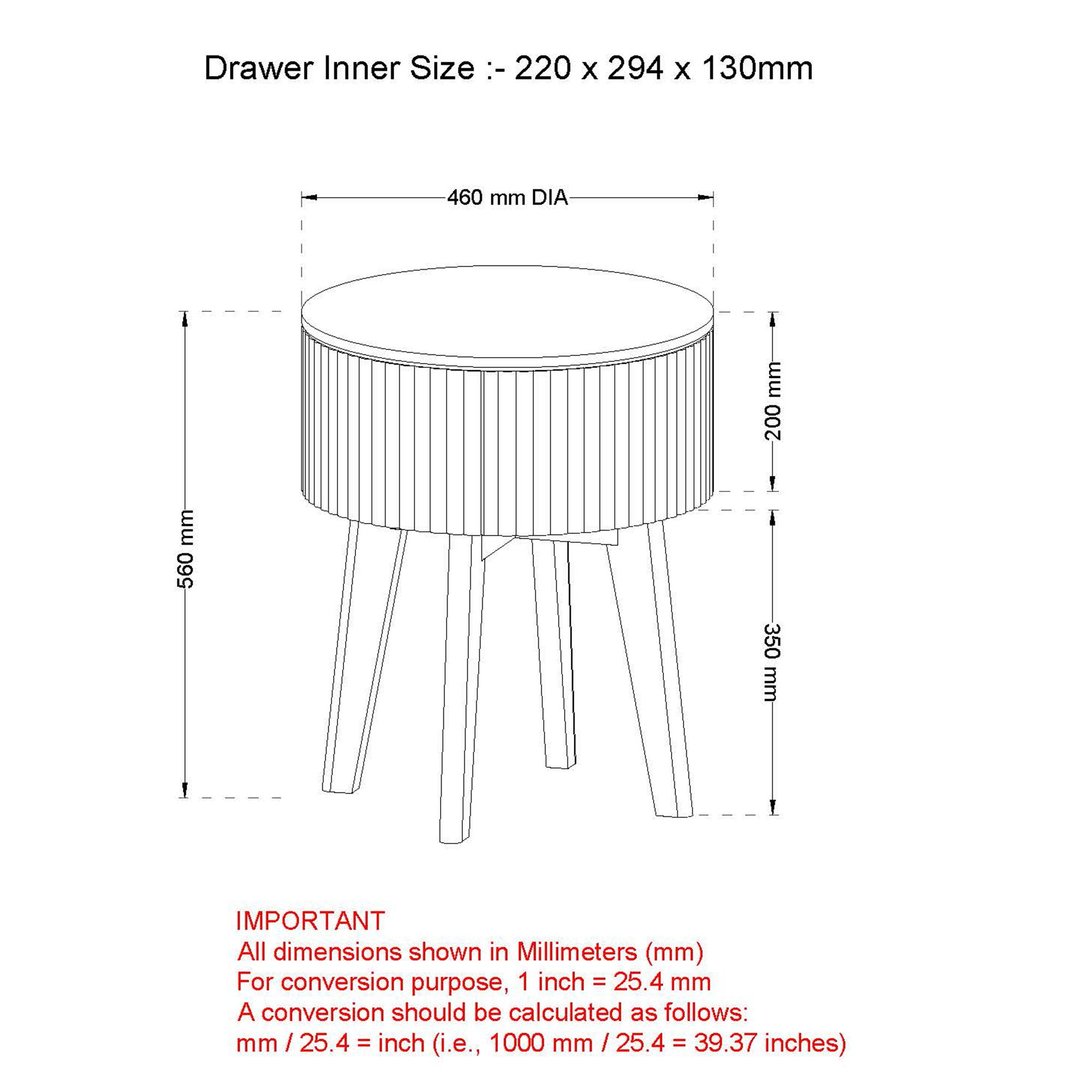 Balark Round 1-Drawer Accent Table in Natural (Pre-order)