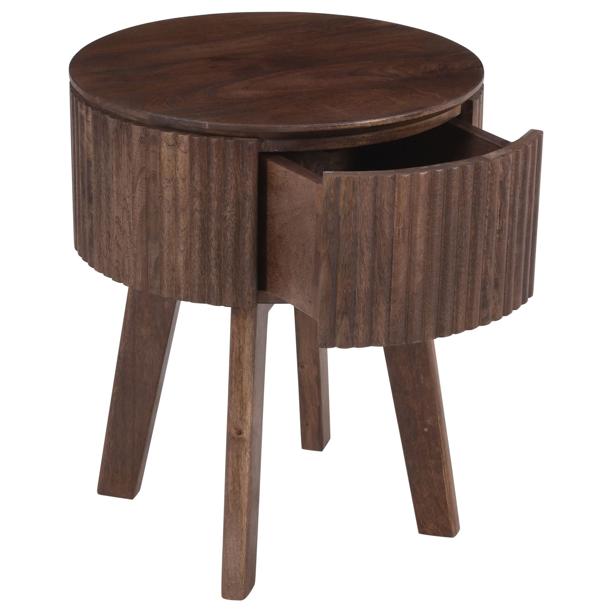 Balark Round 1-Drawer Accent Table in Walnut (Pre-Order)