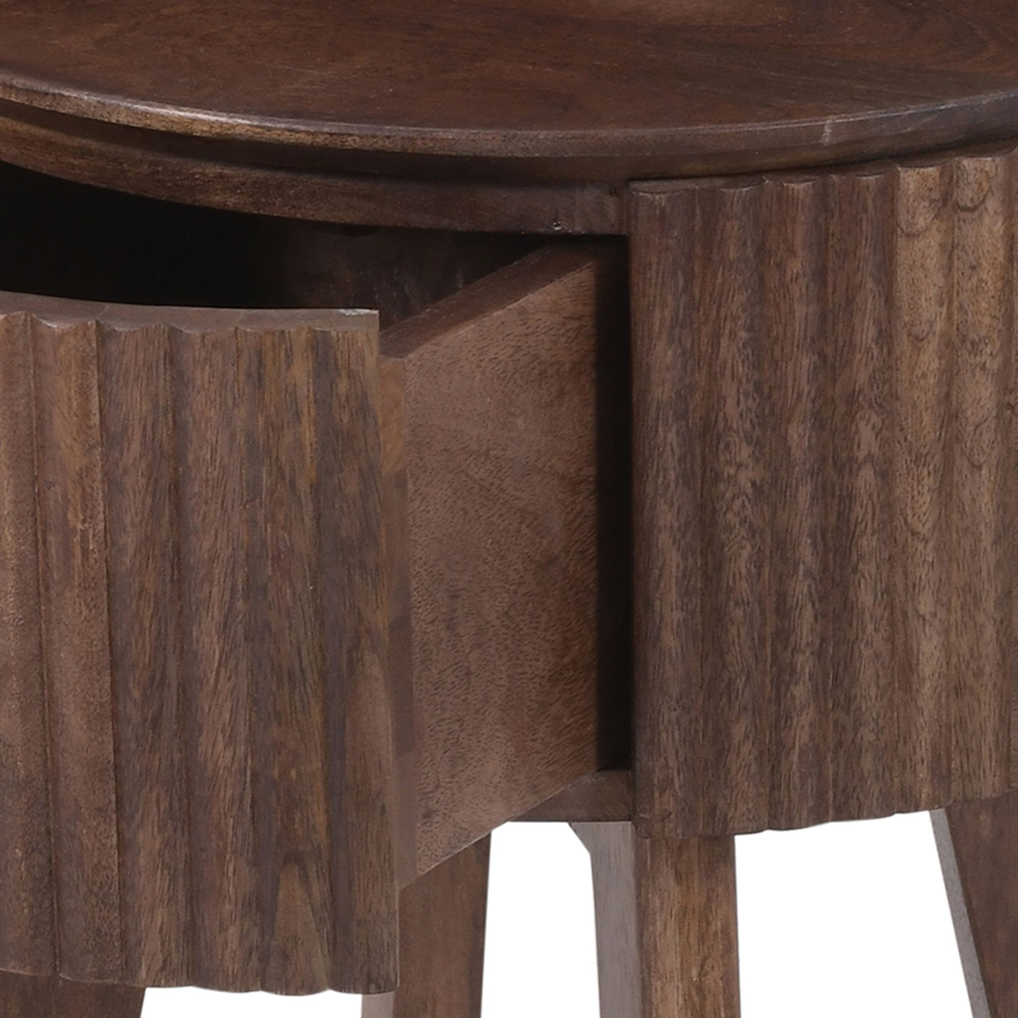 Balark Round 1-Drawer Accent Table in Walnut (Pre-Order)