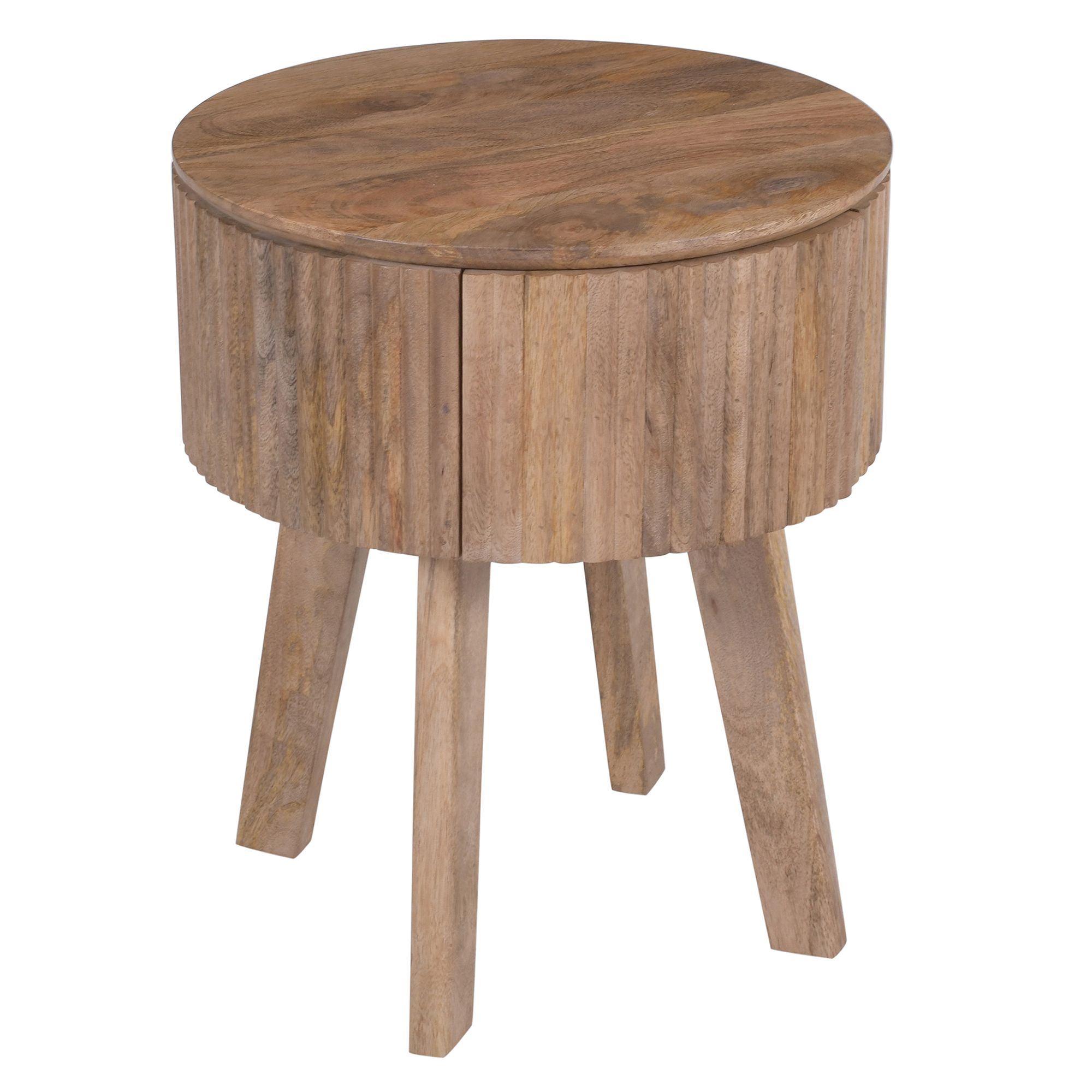 Balark Round 1-Drawer Accent Table in Natural (Pre-order)