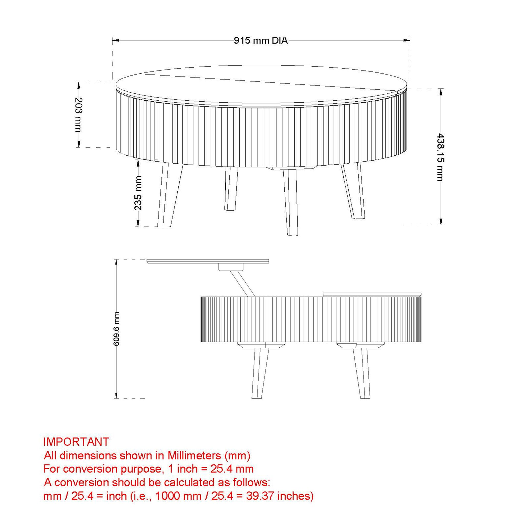 Balark Round Lift-Top Coffee Table in Natural (Pre-order)