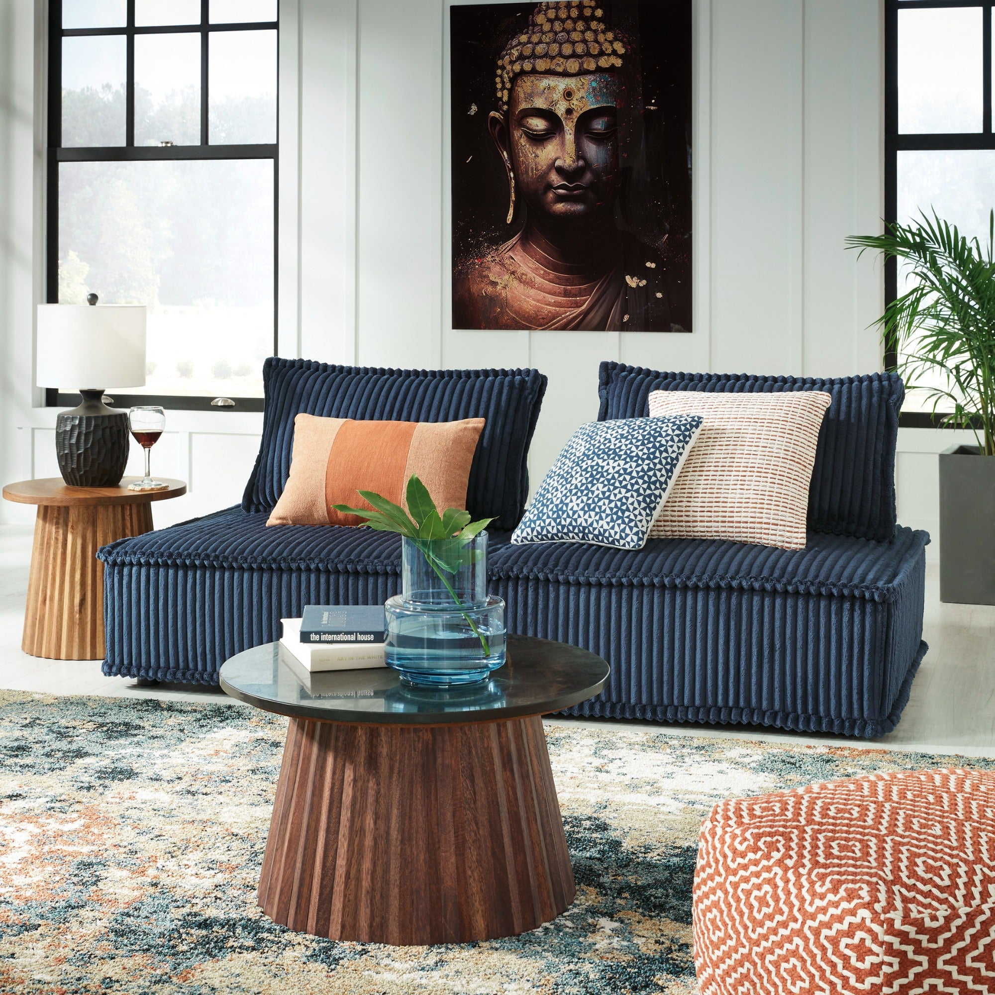 Bales 2-piece Modular Loveseat in Navy