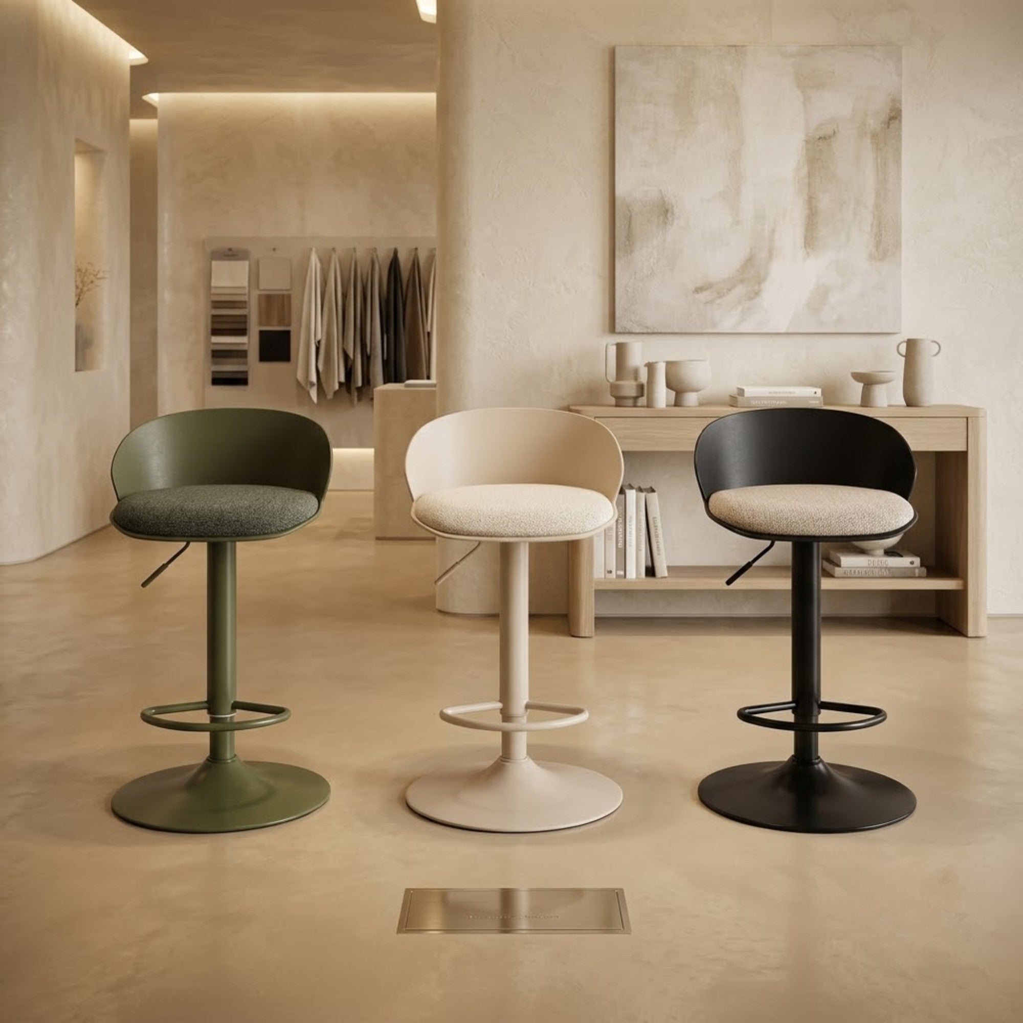 Mabel Adjustable Bar Stool – Beige (Set of 2)