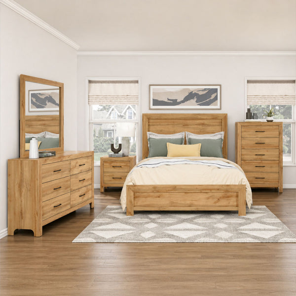 MAZ Corbin 1534NA bedroom set featuring a bed, nightstands, and dresser in a modern bedroom layout.