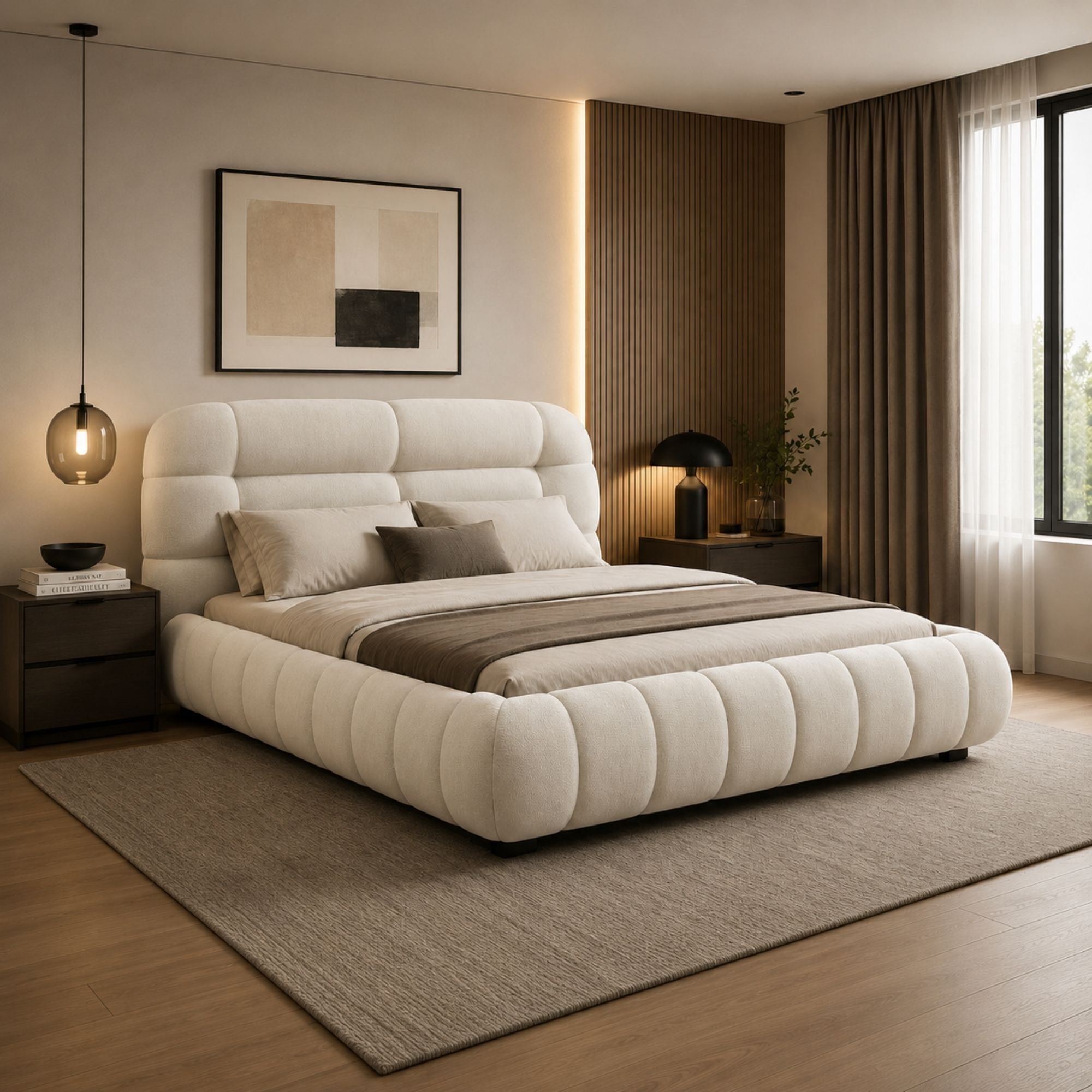 Aurelia Upholstered Lift Storage Bed Beige