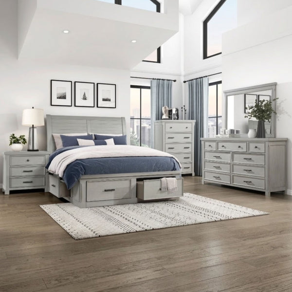 M.A.F Willowbrook Collection bedroom set with a bed, nightstands, and dresser in a cozy, traditional bedroom setting