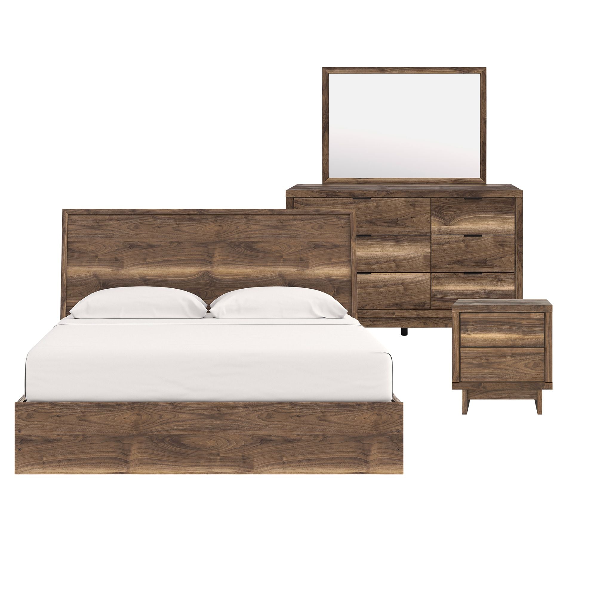 Ashley Chirason panel bed bedroom set featuring a modern wooden bed frame and matching bedroom furniture in a stylish design.