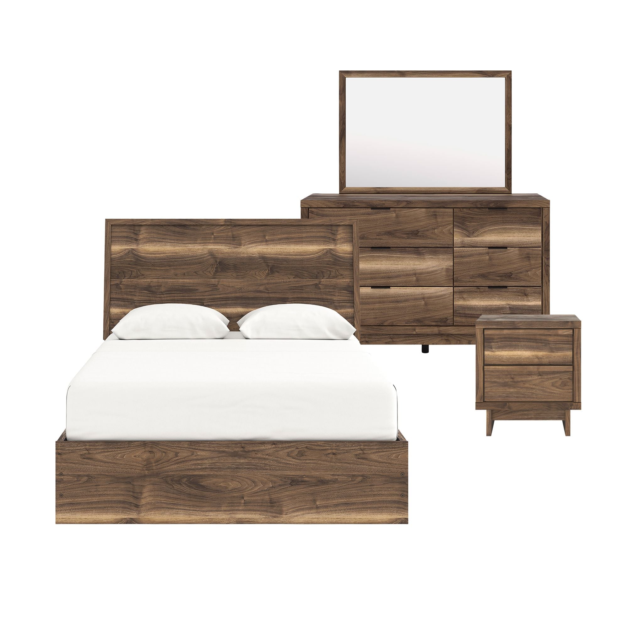 Ashley Chirason panel bed bedroom set with matching nightstands and dresser in a modern bedroom decor.