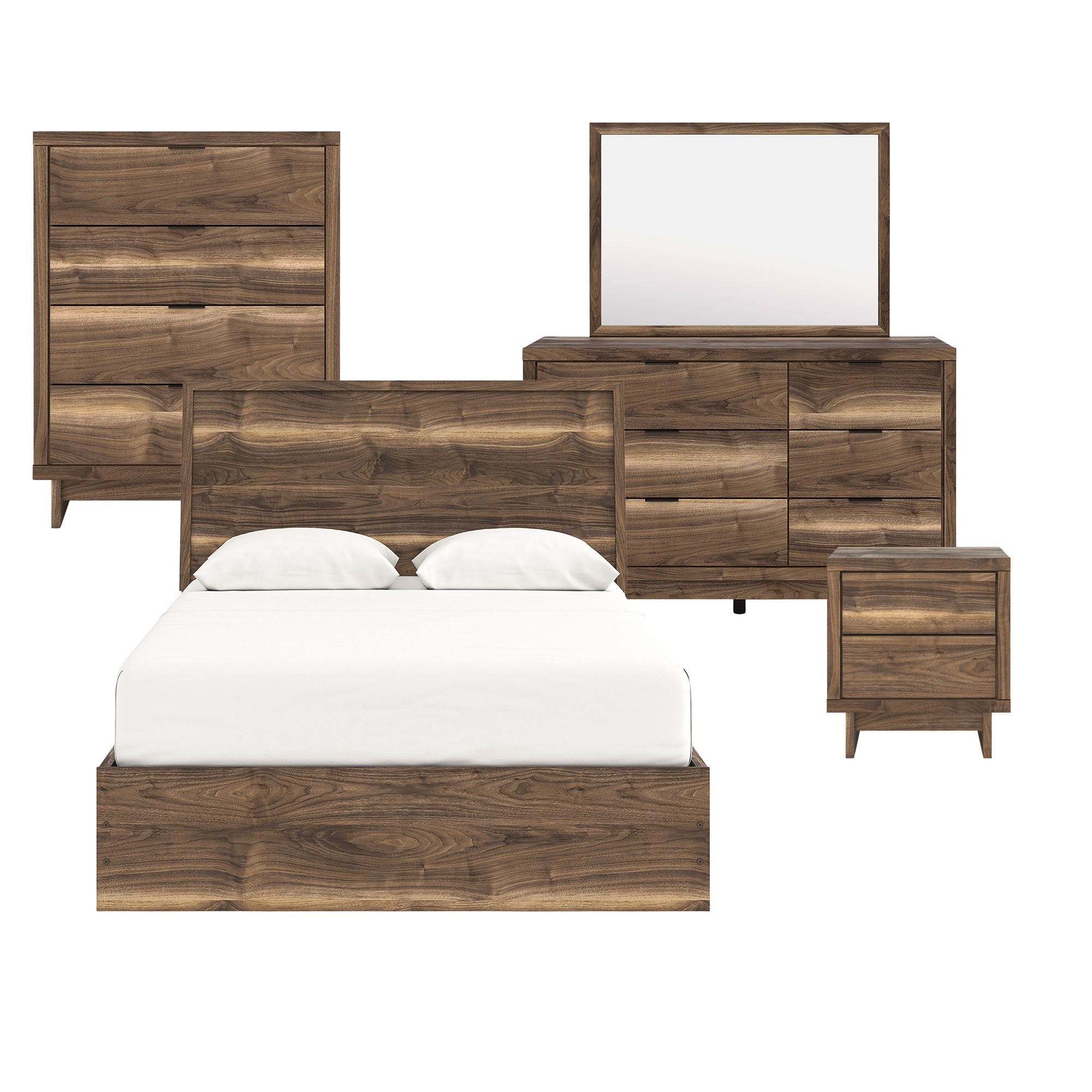 Ashley Chirason panel bed bedroom set featuring a wood finish, matching nightstands, and a comfortable, stylish bedroom design.