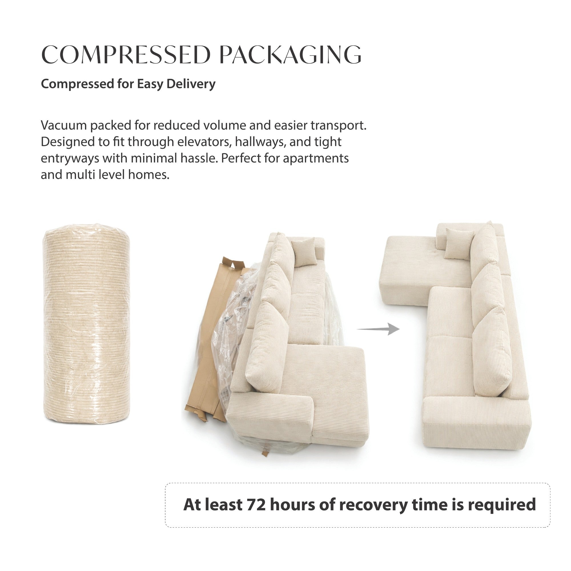 Corduray Cloud Compression Sectional with Deep Seat Beige | CastleUp Experience Centre Online Furniture