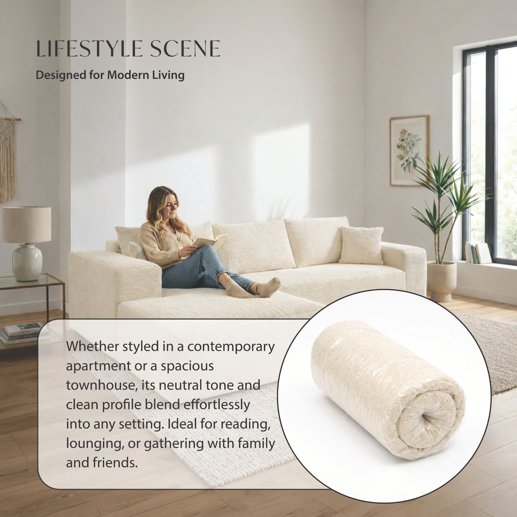 Corduray Cloud Compression Sectional with Deep Seat Beige | CastleUp Experience Centre Online Furniture