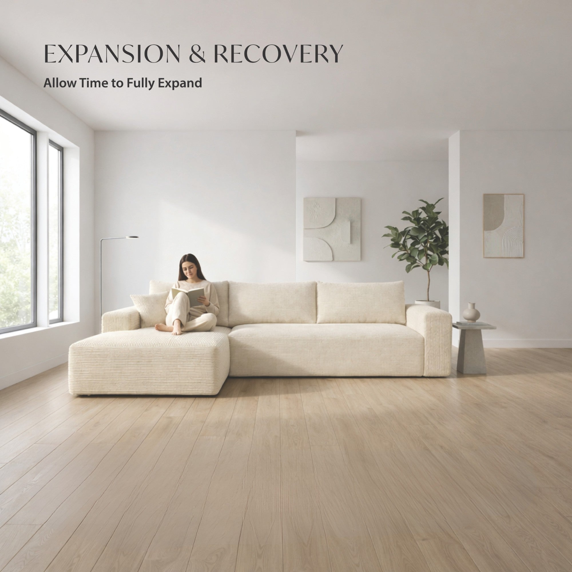Corduray Cloud Compression Sectional with Deep Seat Beige | CastleUp Experience Centre Online Furniture