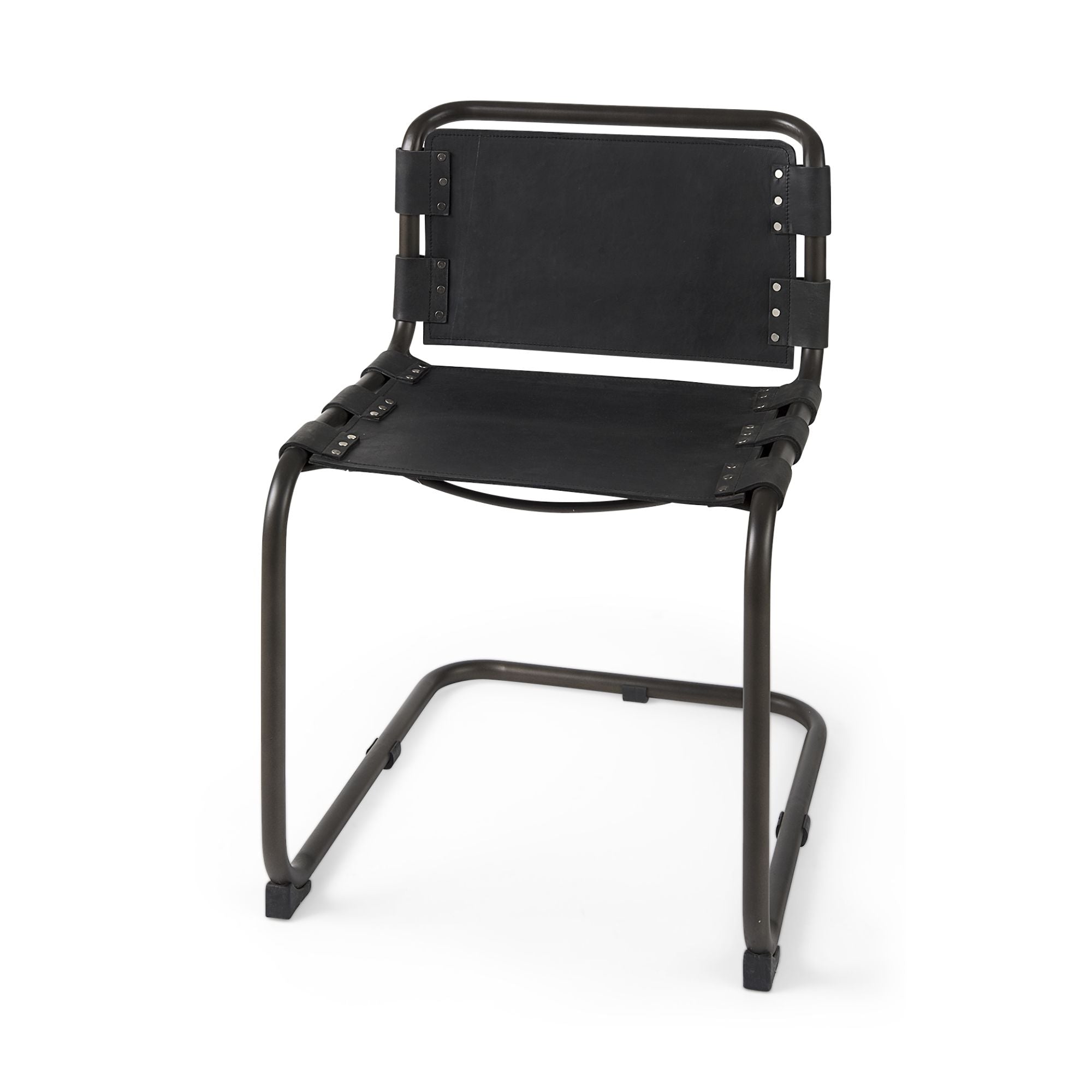 Mercana Berbick Leather Iron Frame Dining Chair in Black | CastleUp Experience Centre Online Furniture