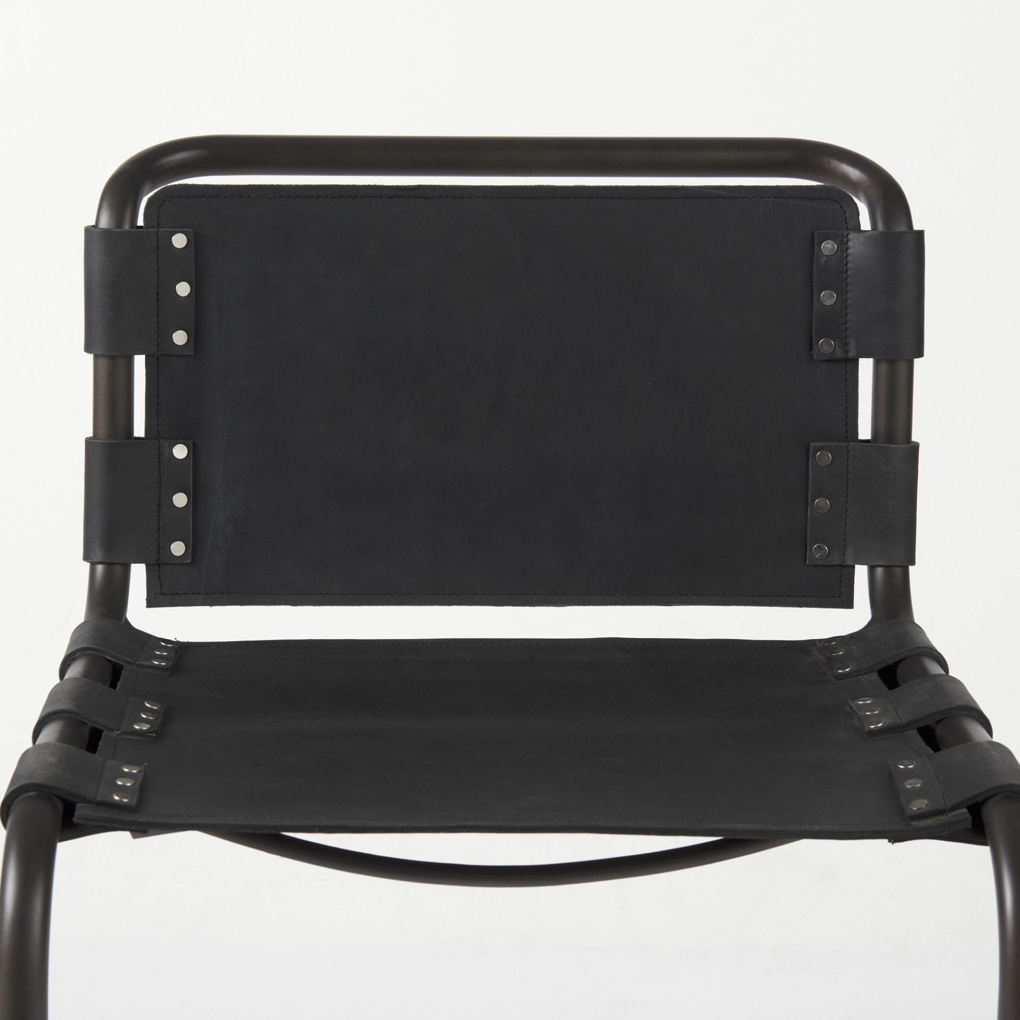 Mercana Berbick Leather Iron Frame Dining Chair in Black | CastleUp Experience Centre Online Furniture