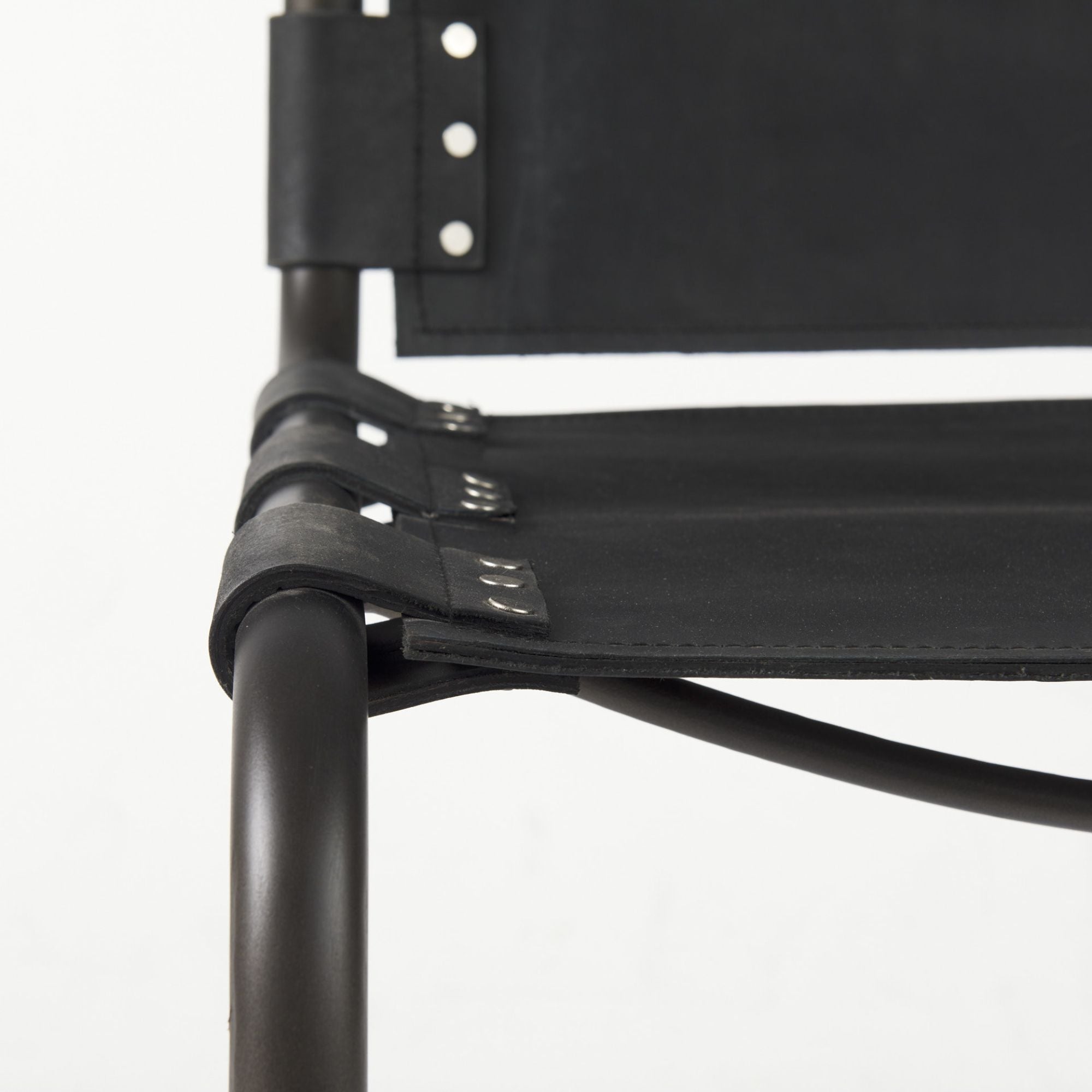 Mercana Berbick Leather Iron Frame Dining Chair in Black | CastleUp Experience Centre Online Furniture