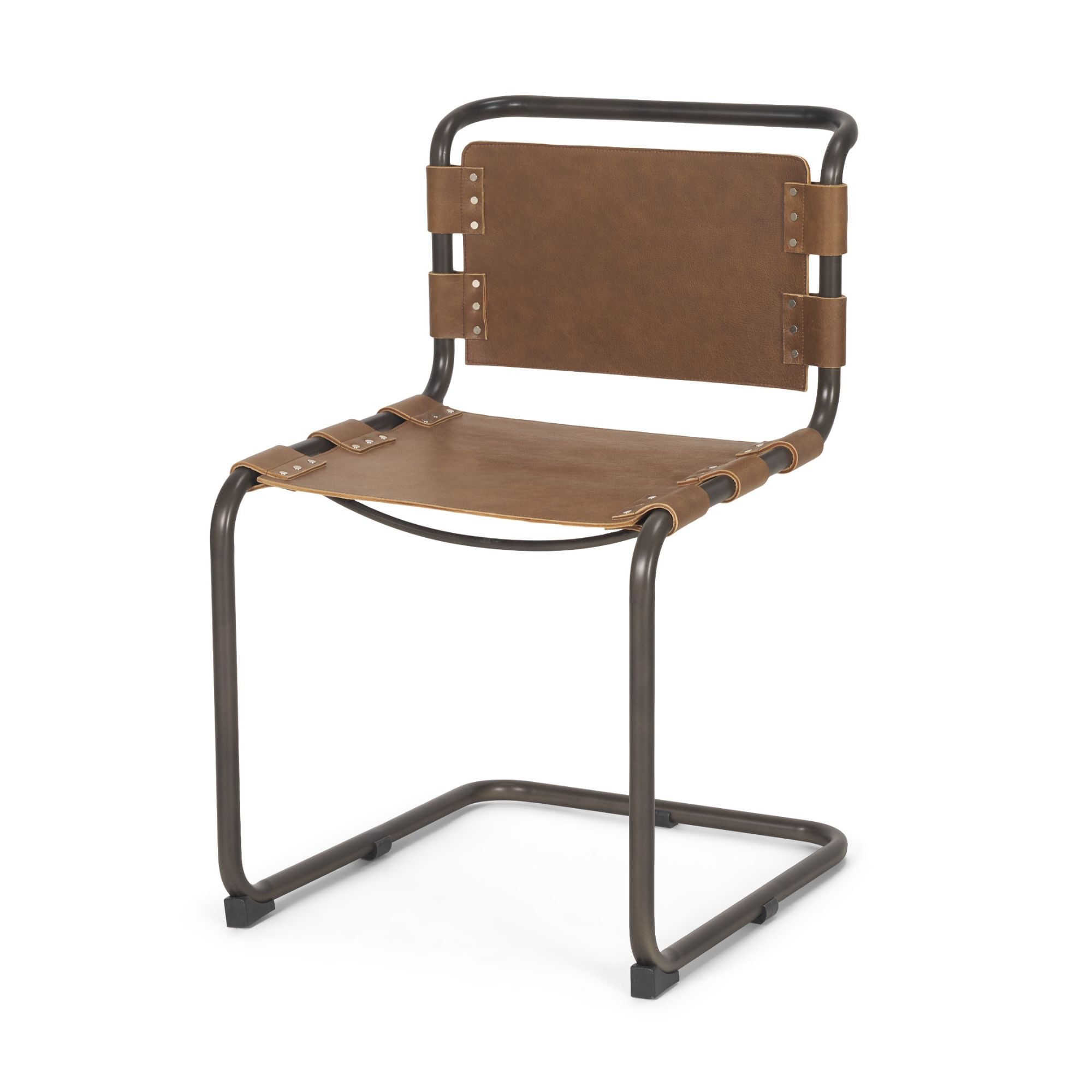 Mercana Berbick Leather Iron Frame Dining Chair in Black | CastleUp Experience Centre Online Furniture