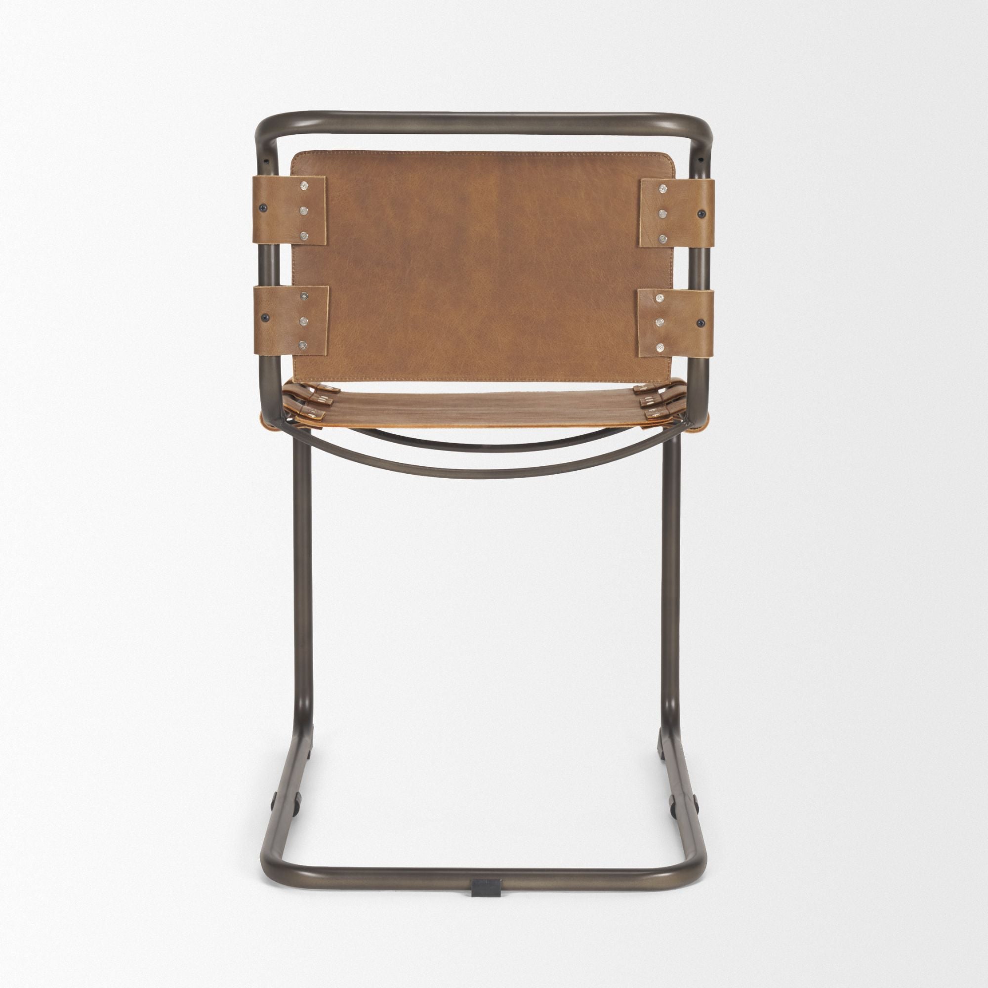 Mercana Berbick Leather Iron Frame Dining Chair in Black | CastleUp Experience Centre Online Furniture