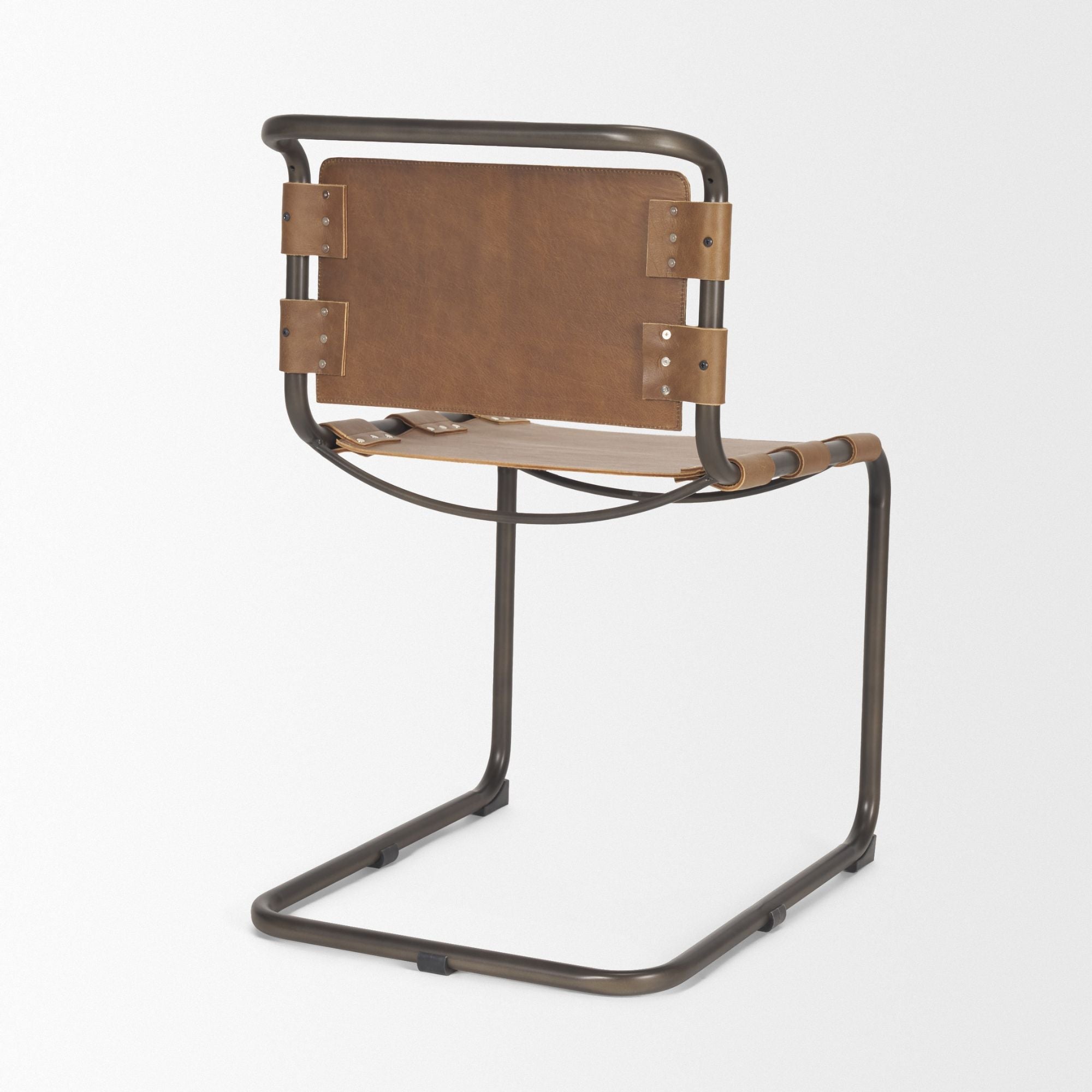 Mercana Berbick Leather Iron Frame Dining Chair in Black | CastleUp Experience Centre Online Furniture