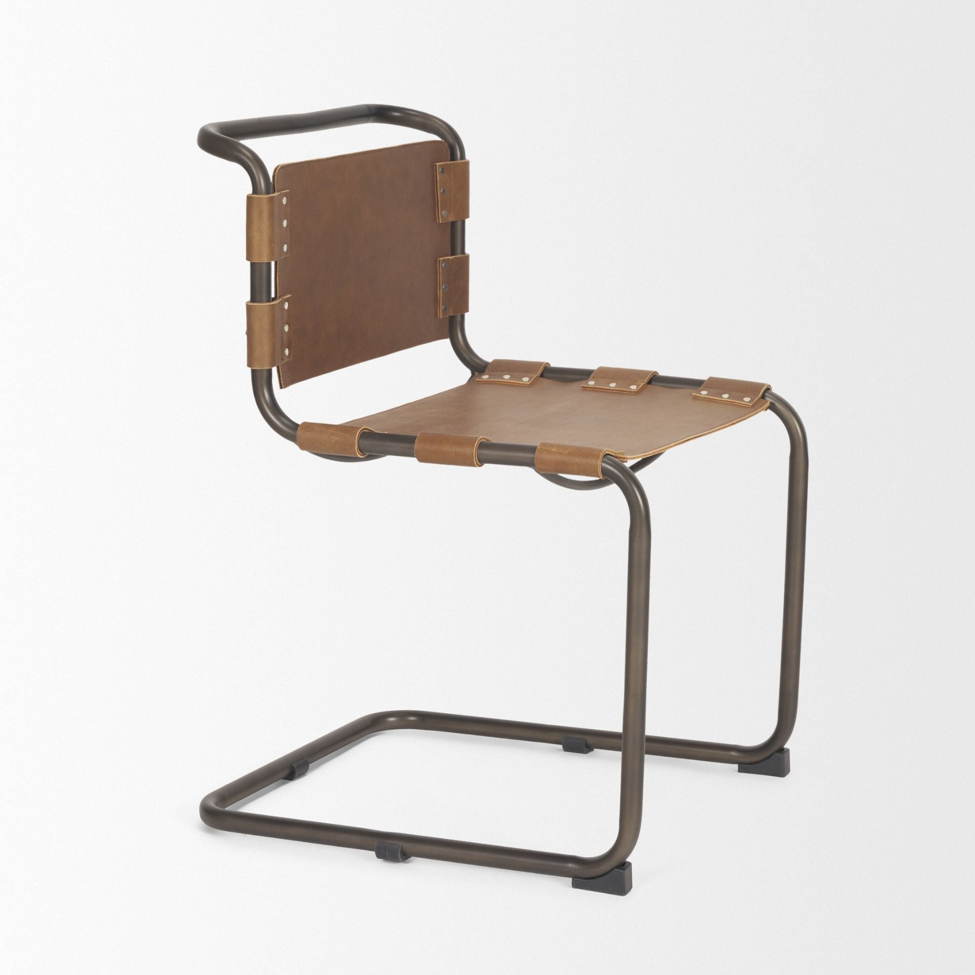 Mercana Berbick Leather Iron Frame Dining Chair in Black | CastleUp Experience Centre Online Furniture