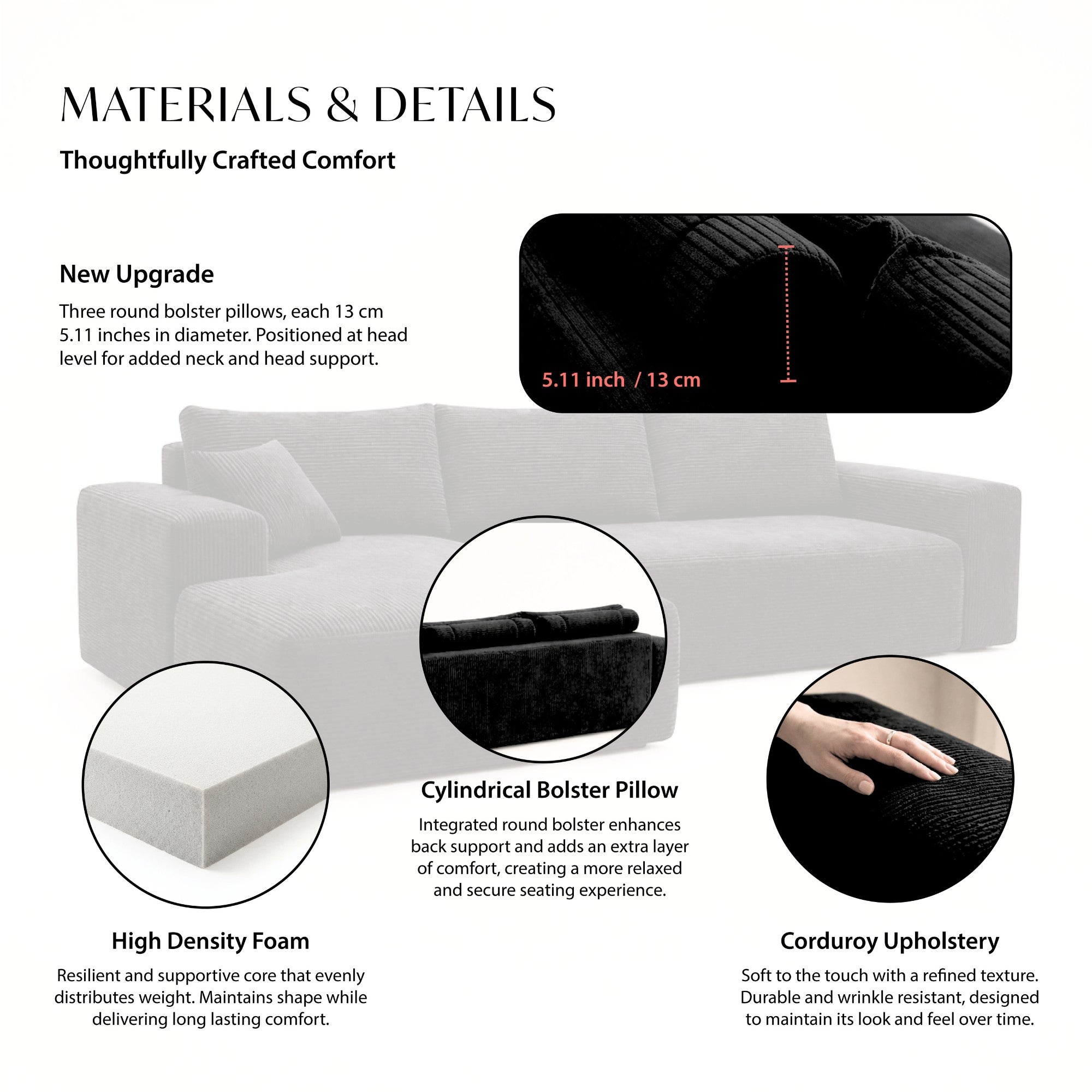 Corduray Cloud Compression Sectional with Deep Seat Black | CastleUp Experience Centre Online Furniture