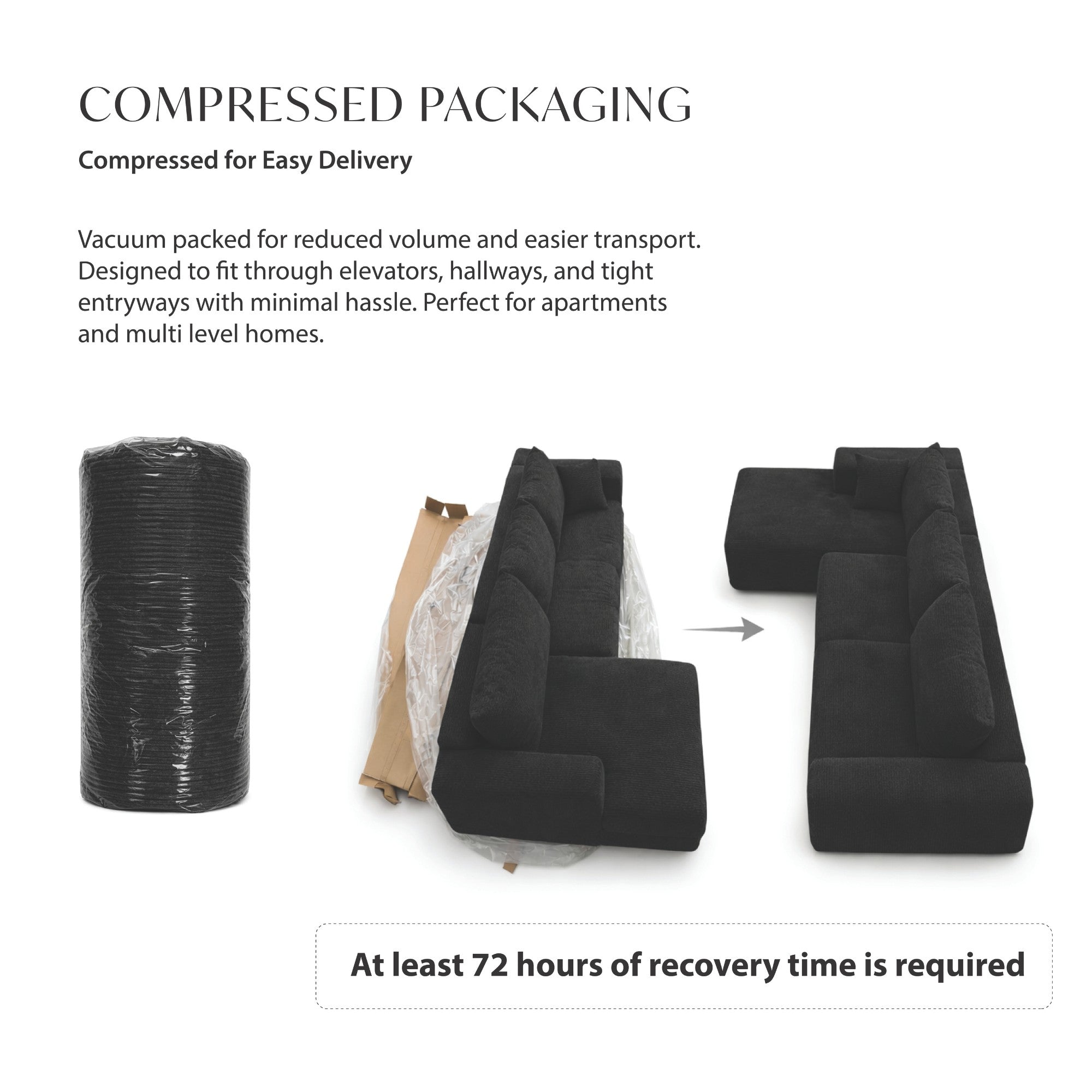 Corduray Cloud Compression Sectional with Deep Seat Black | CastleUp Experience Centre Online Furniture