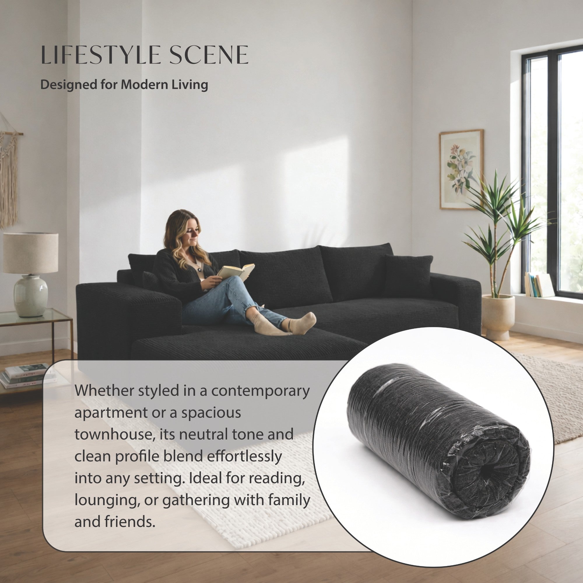Corduray Cloud Compression Sectional with Deep Seat Black | CastleUp Experience Centre Online Furniture
