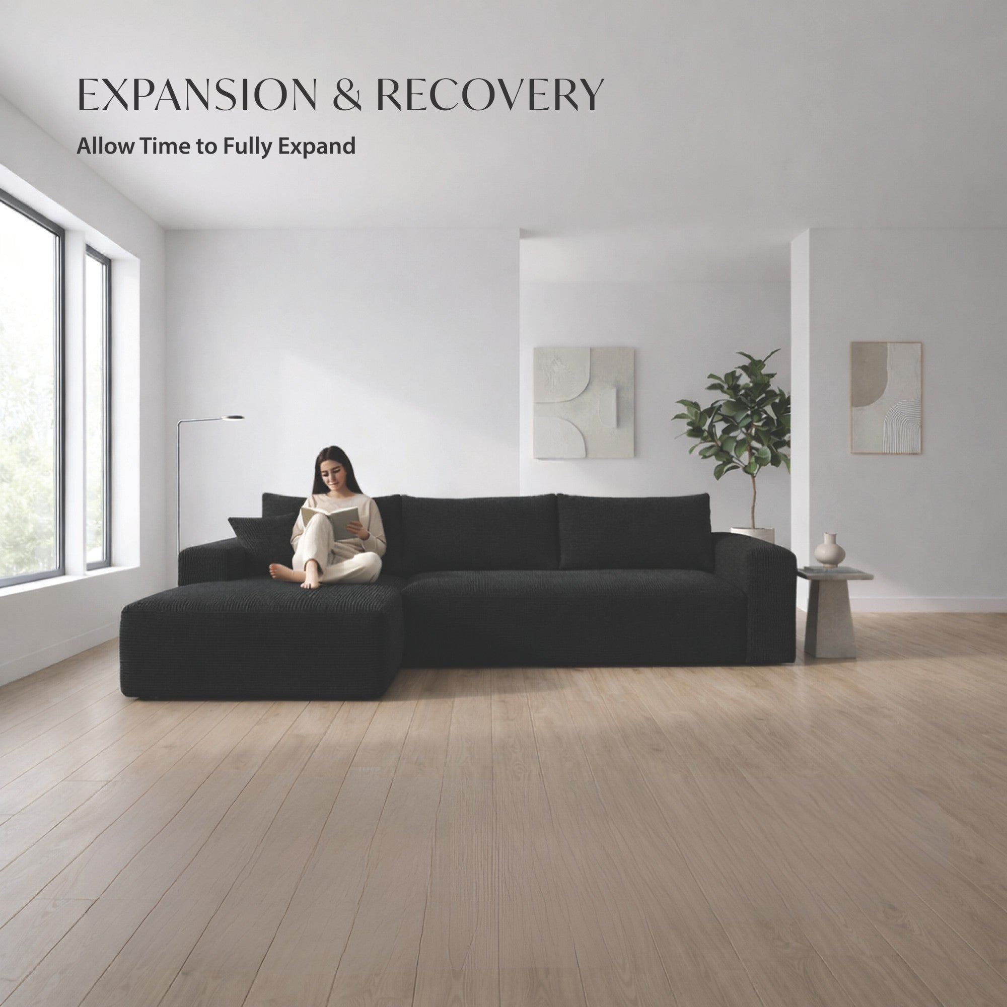 Corduray Cloud Compression Sectional with Deep Seat Black | CastleUp Experience Centre Online Furniture