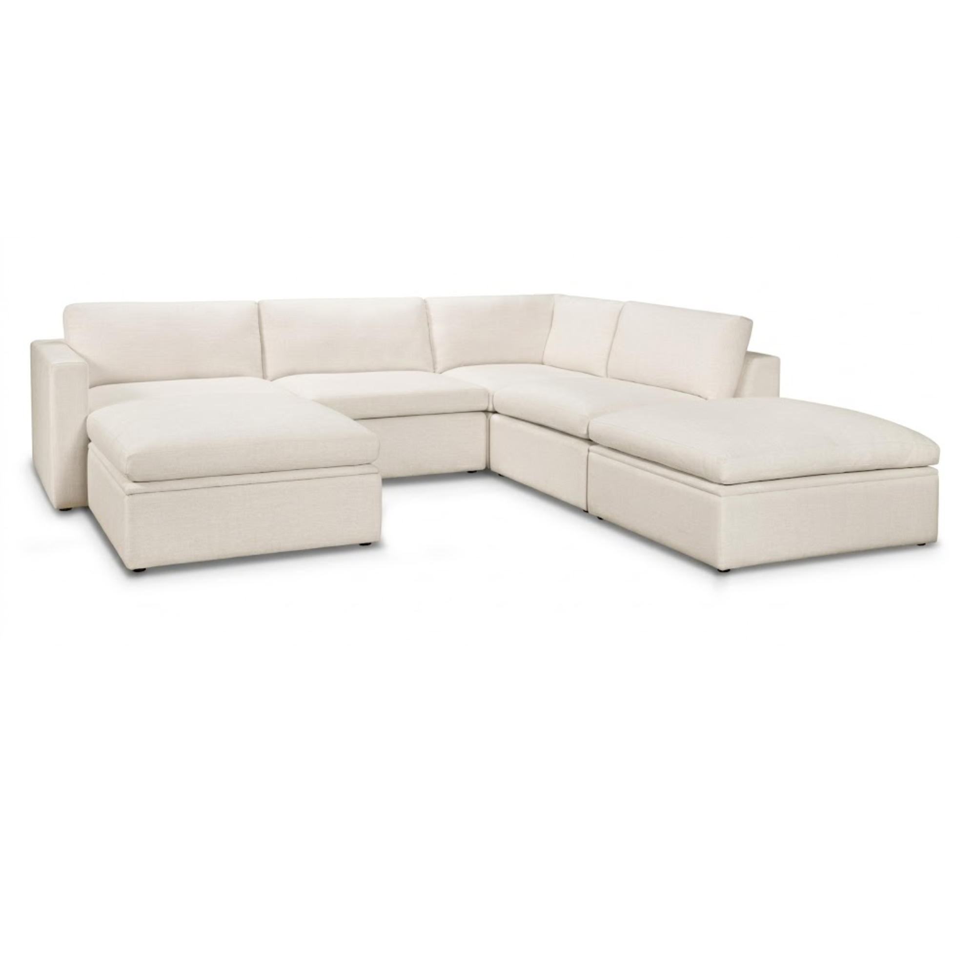 Canadian-made Statum Designs Blair Collection 6-piece sectional sofa with plush cushions and modern design, shown in a spacious living room.