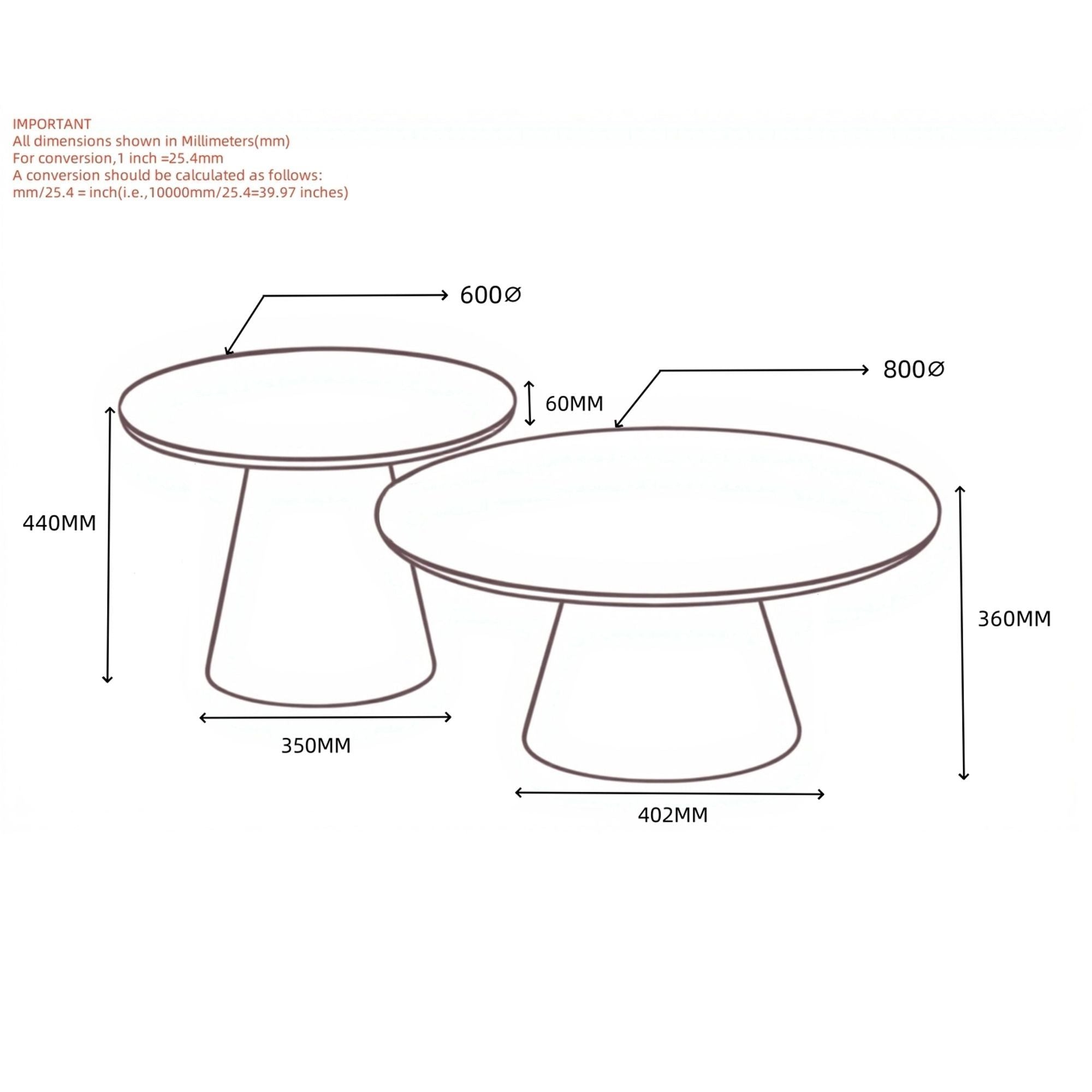 Ensemble de 2 tables basses rondes Adira en or antique et noir