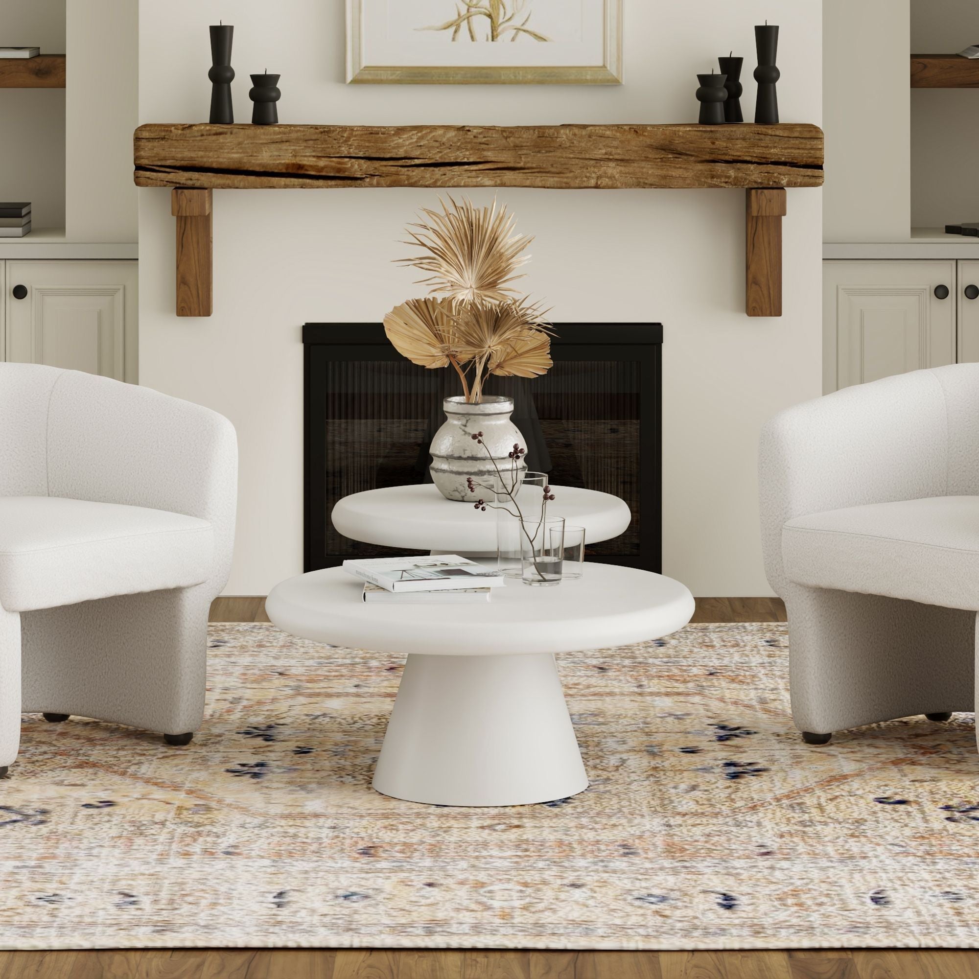 Ensemble de 2 tables basses rondes Adira en or antique et noir