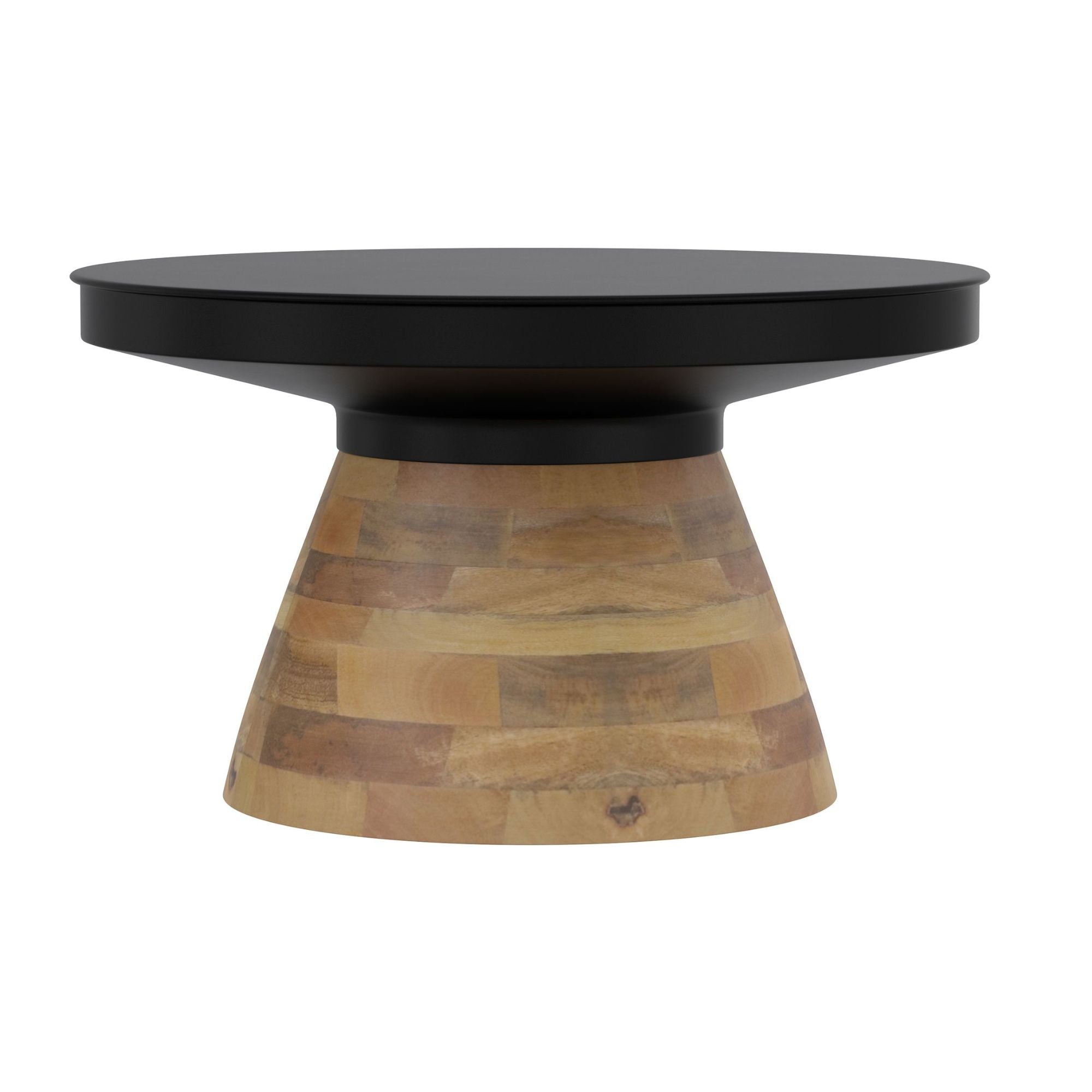 Boden 2-Piece Round Coffee Table Set in Black and Walnut