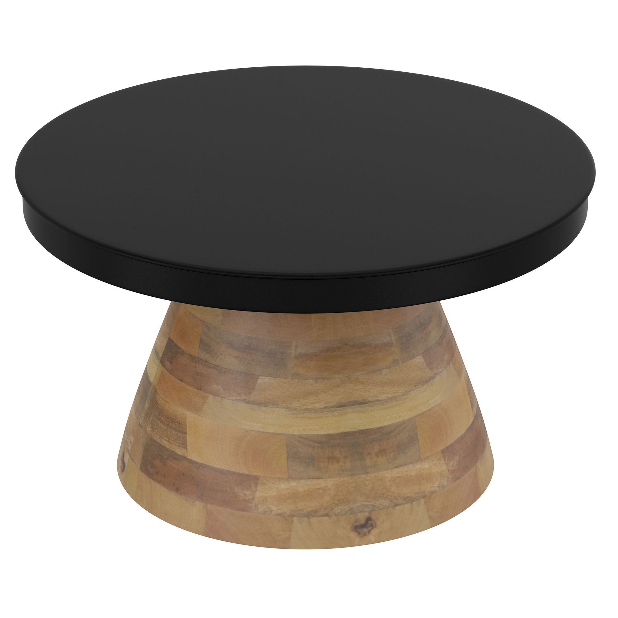 Boden 2-Piece Round Coffee Table Set in Black and Walnut