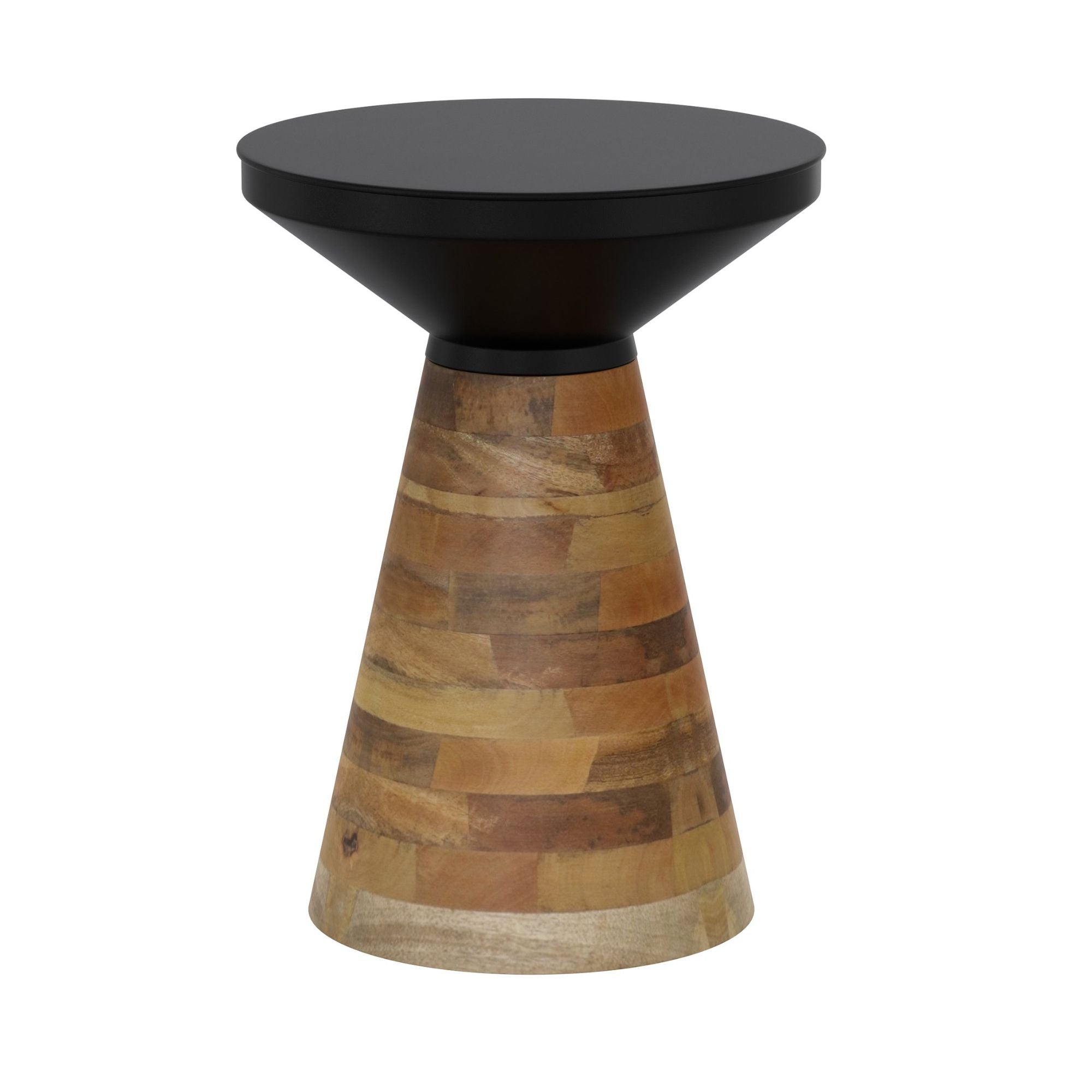 Boden 2-Piece Round Coffee Table Set in Black and Walnut