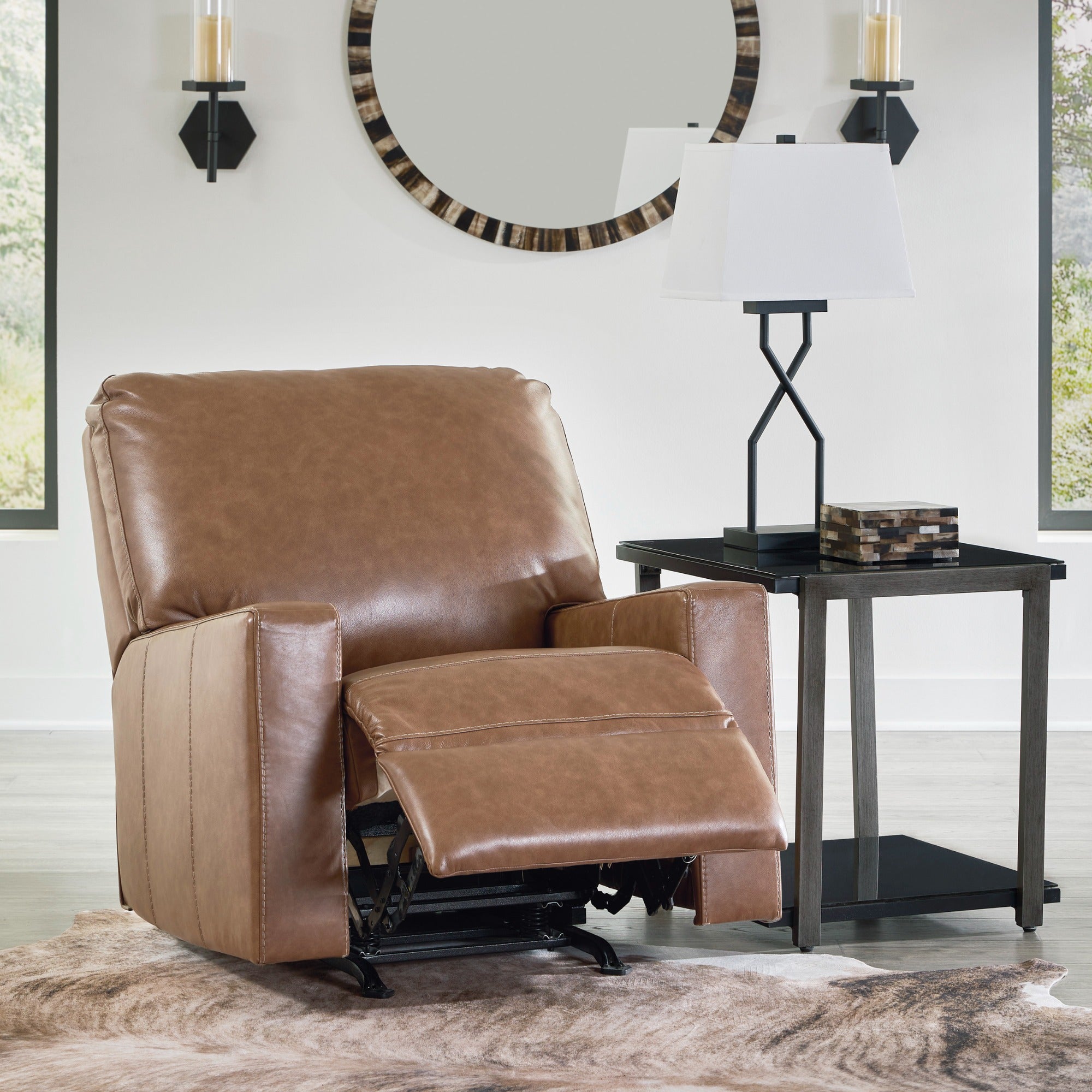 Bolsena Leather Rocker Recliner in Caramel