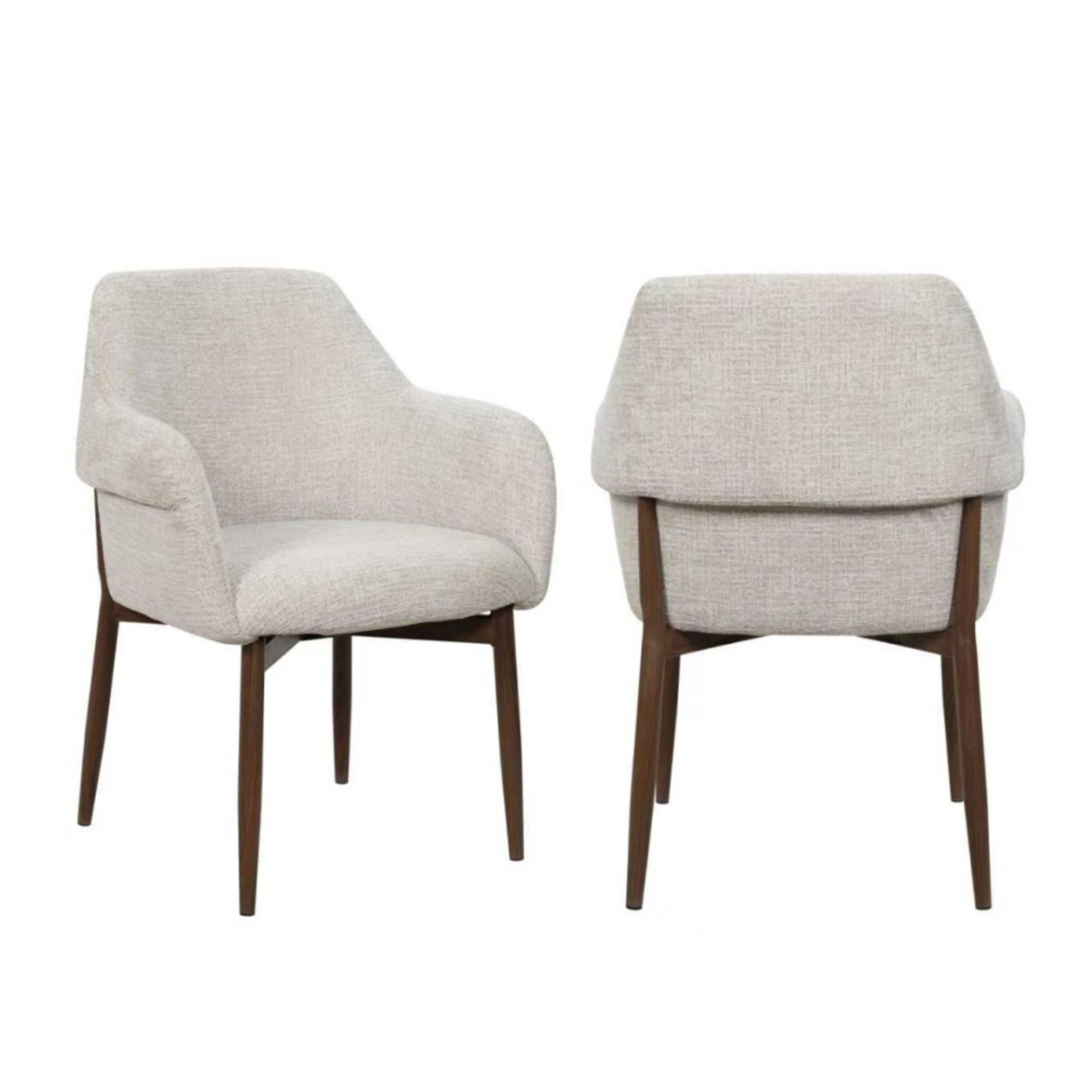 Bouclé Dining Chair Set WALNUT/BEIGE (Set of 2)