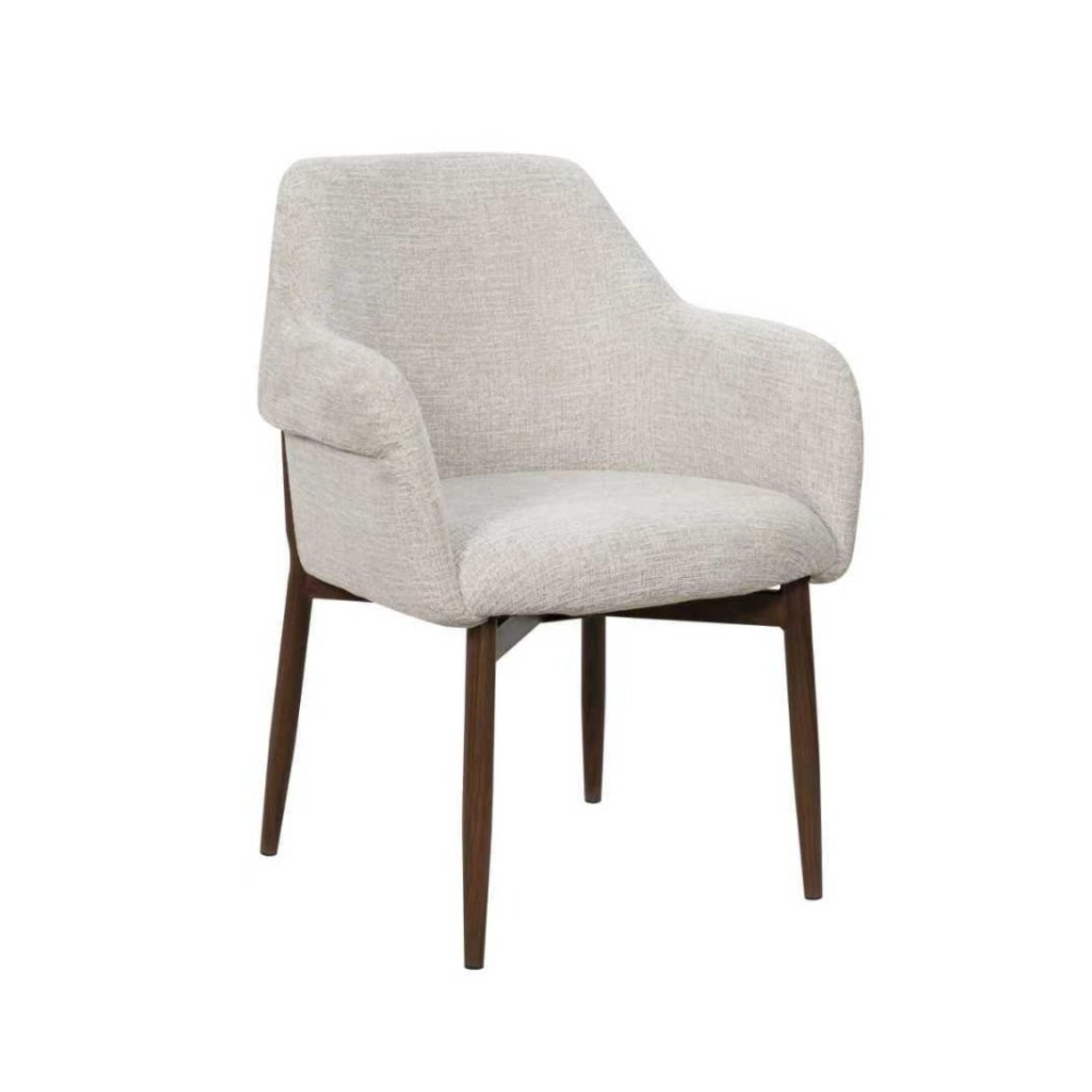 Bouclé Dining Chair Set WALNUT/BEIGE (Set of 2)