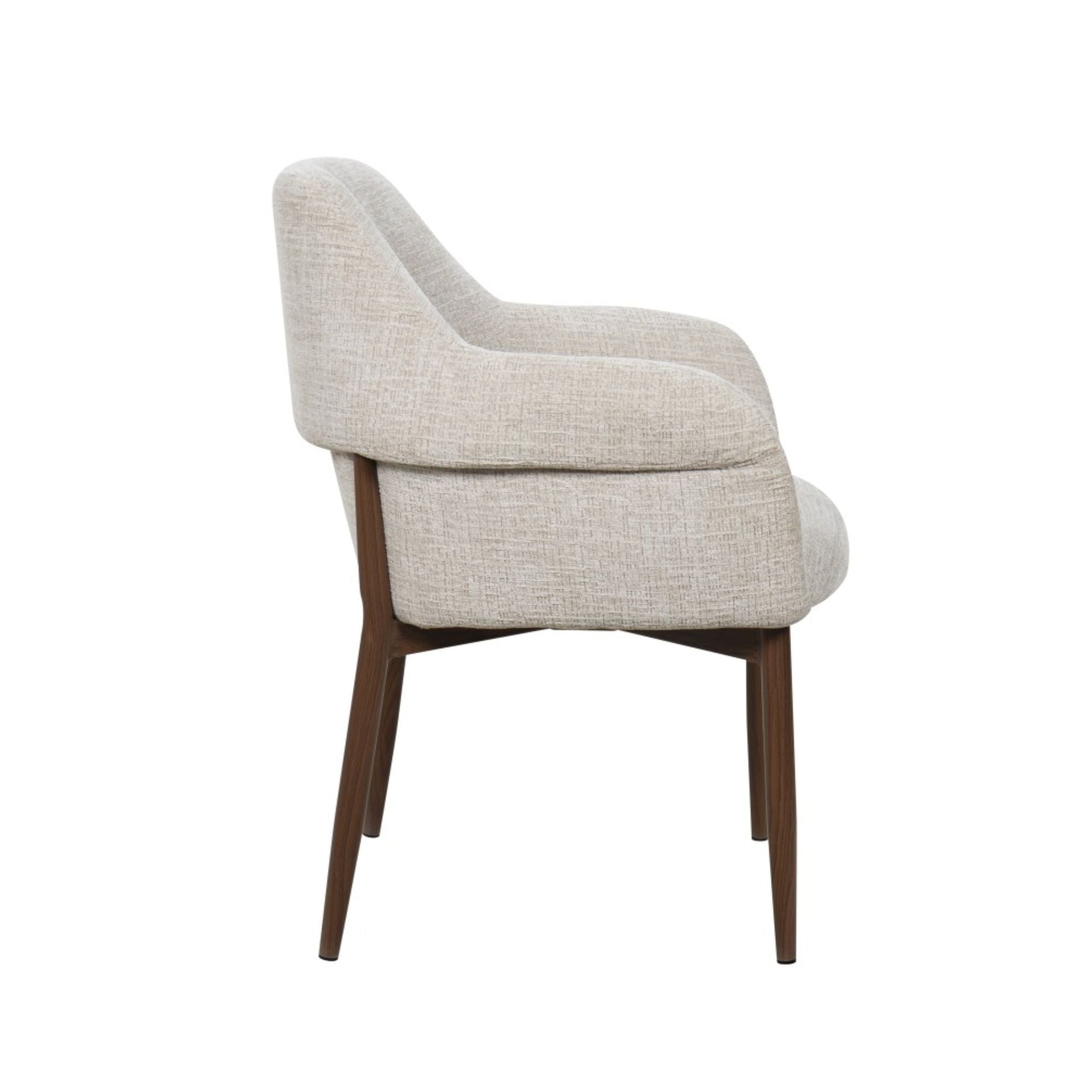 Bouclé Dining Chair Set WALNUT/BEIGE (Set of 2)
