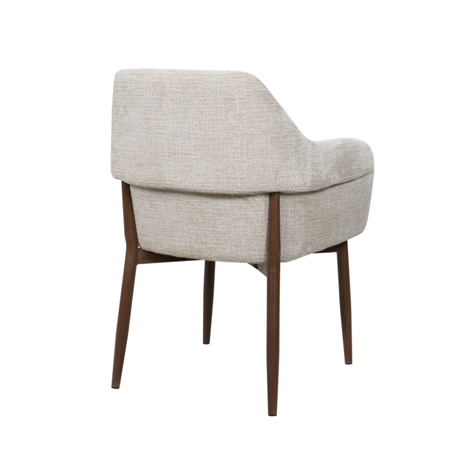 Bouclé Dining Chair Set WALNUT/BEIGE (Set of 2)