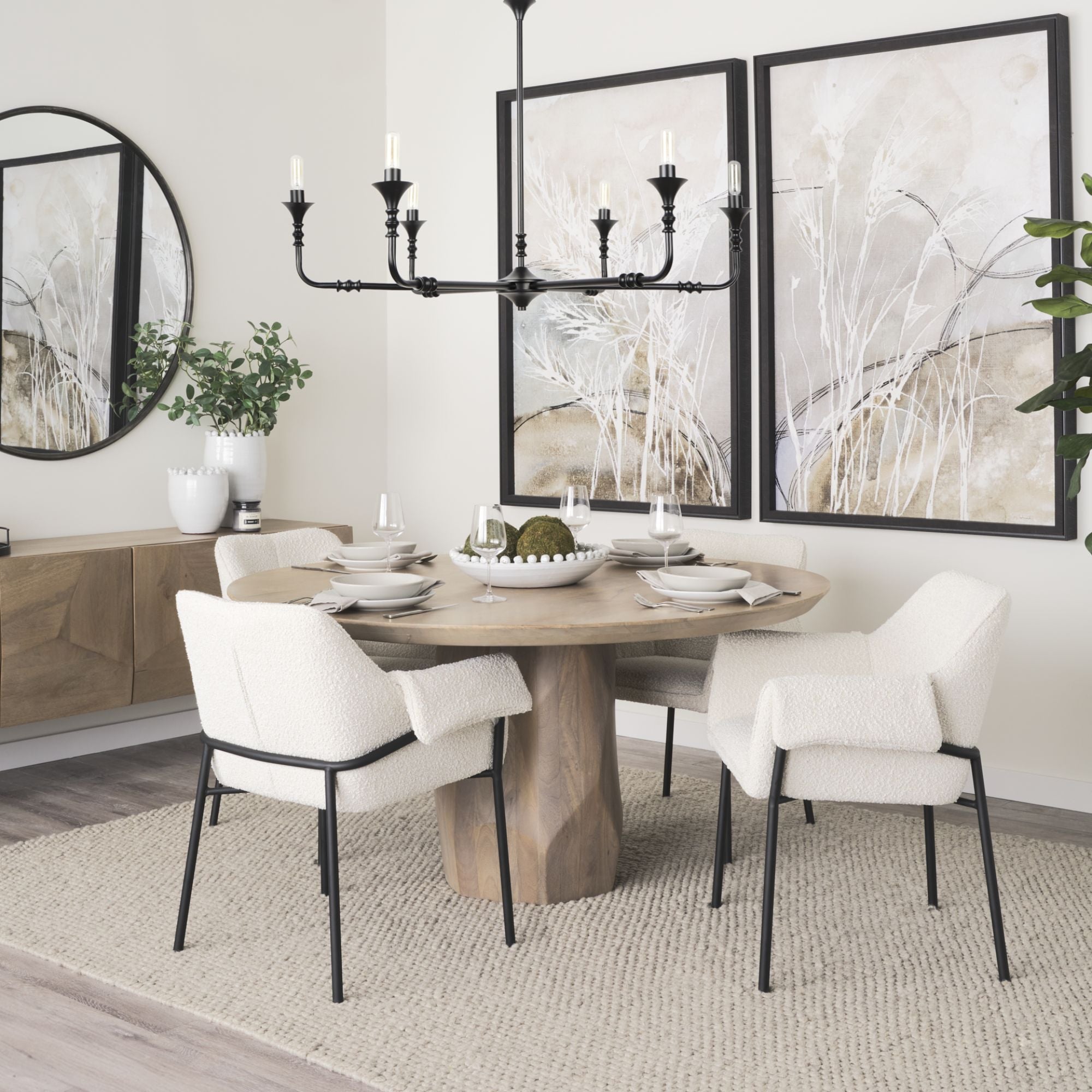 Mercana Brently Boucle Fabric Dining Chair in Cream | CastleUp Experience Centre Online Furniture