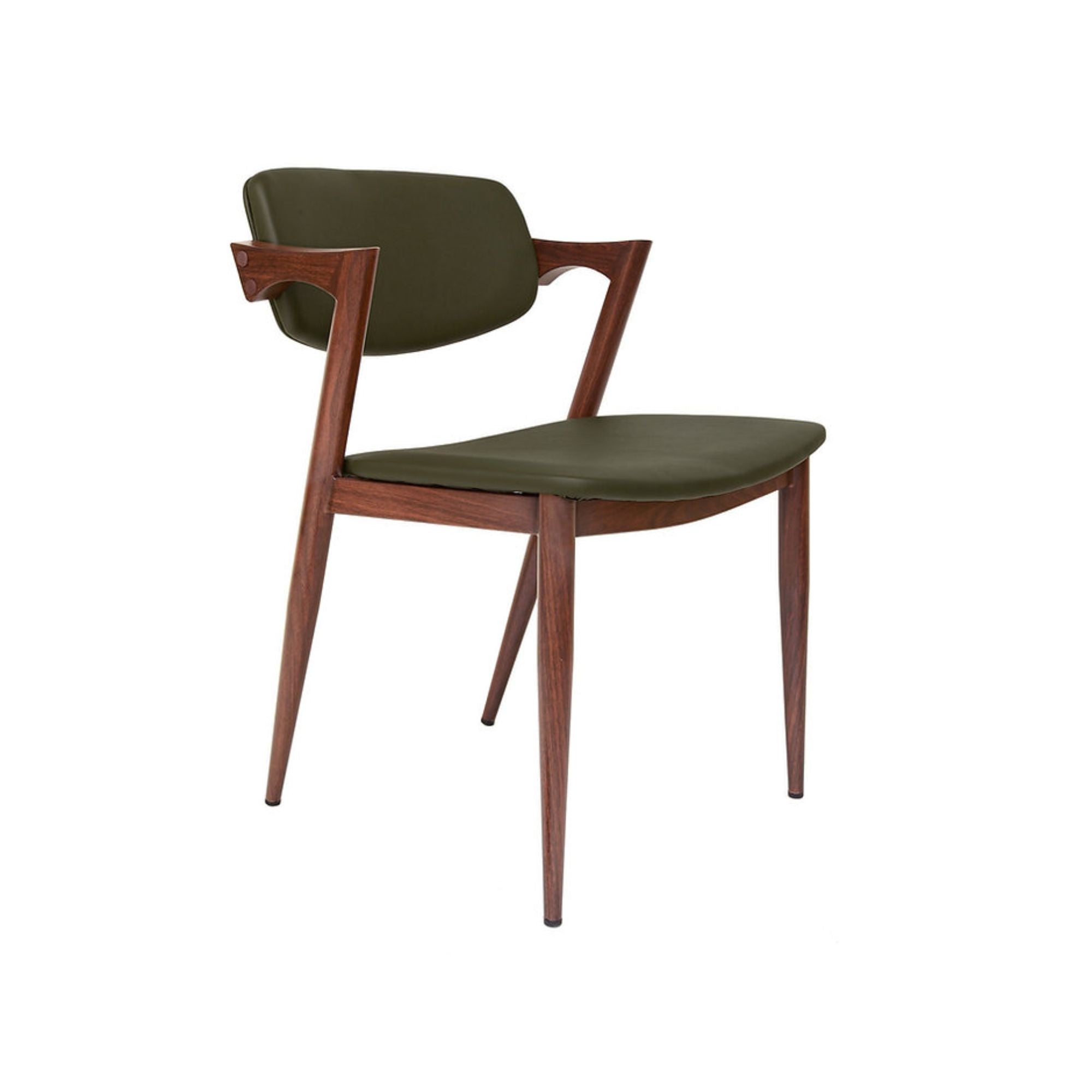 Brera Collection Metal Frame Dining Chair in Olive/Walnut | CastleUp Experience Centre Online Furniture