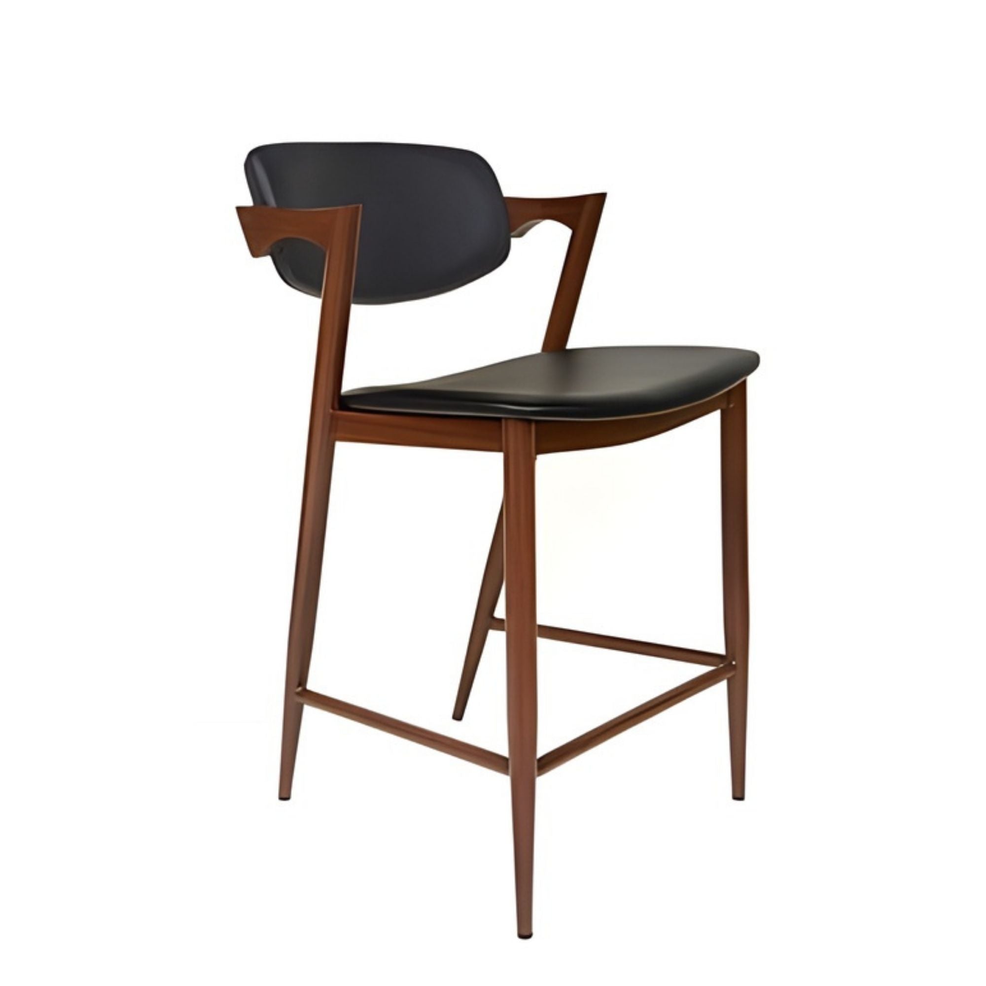 Black Brera metal counter stool by Elite Living with a sleek, modern design, featuring a round seat and sturdy metal frame.